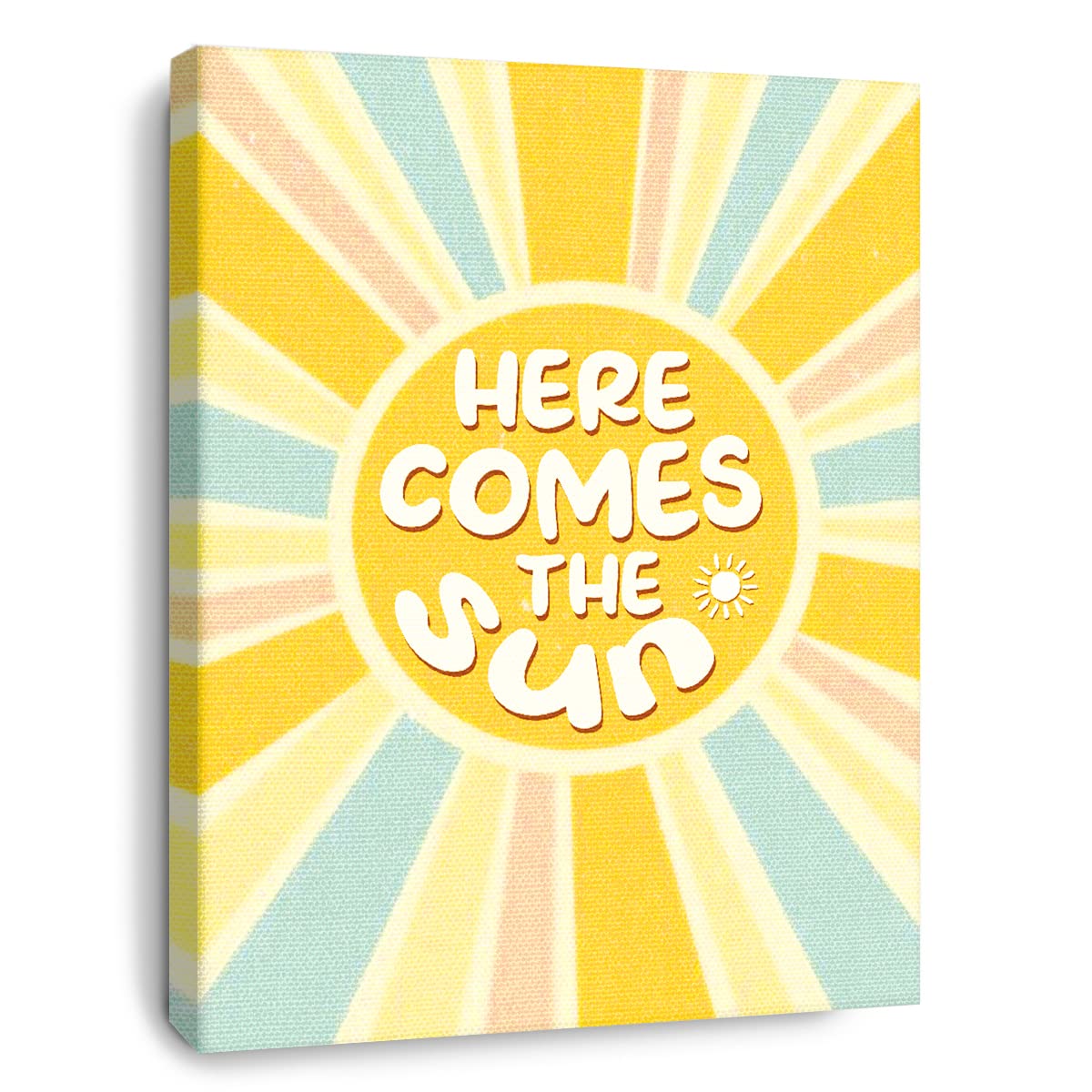 Here Comes The Sun Canvas Wall Art,Inspirational Summer Decor,Preppy Style Sun Canvas Poster Print For College Teen Girls Trendy