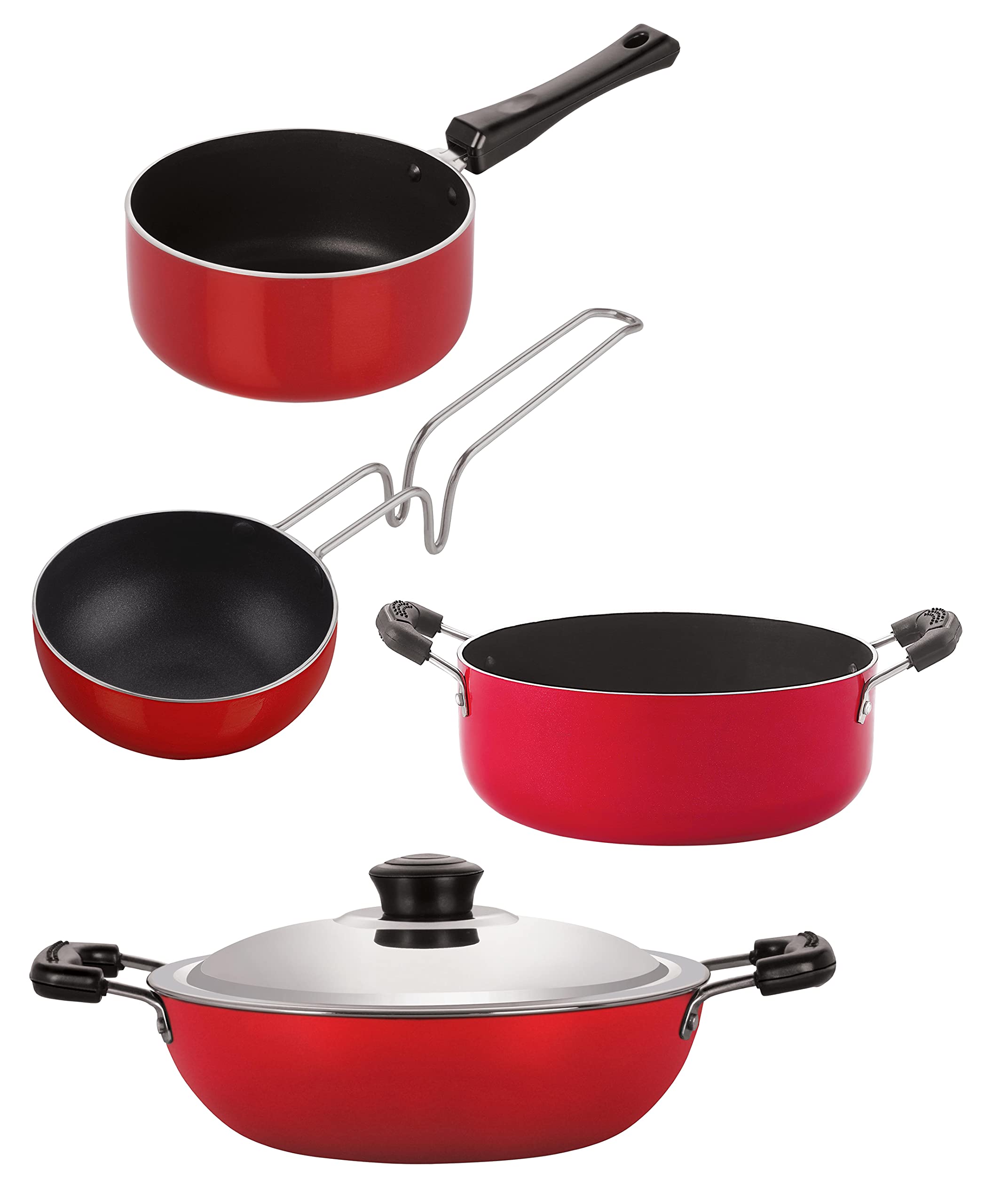 Nirlon Non Stick Pfoa Free Scratch Resistant Coating Cookware Set Of 4Piece (Dkd(J)_Sp(B)_Vg_Cs24)