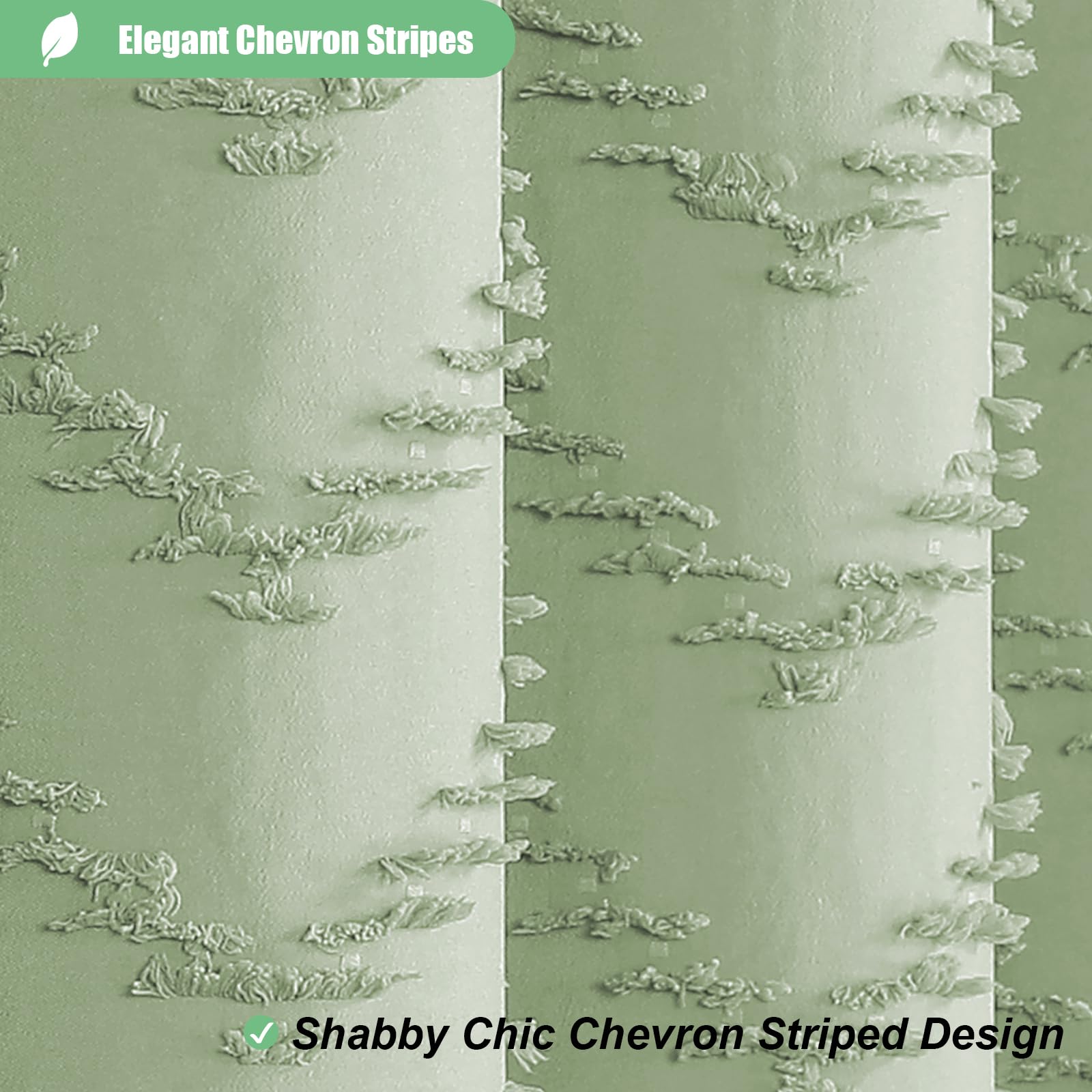 Dynamene Stall Fabric Shower Curtain, 48 Inch Wide Boho Farmhouse Tufted Chevron Striped Tassel Shower Curtain, Minimalist Ruffl