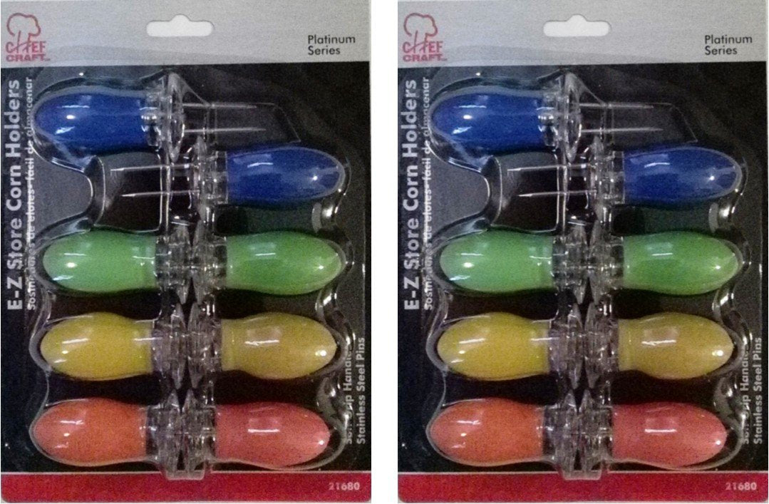 Chef Craft Interlocking Jumbo Corn Holder 4 Pair (2 Packs)