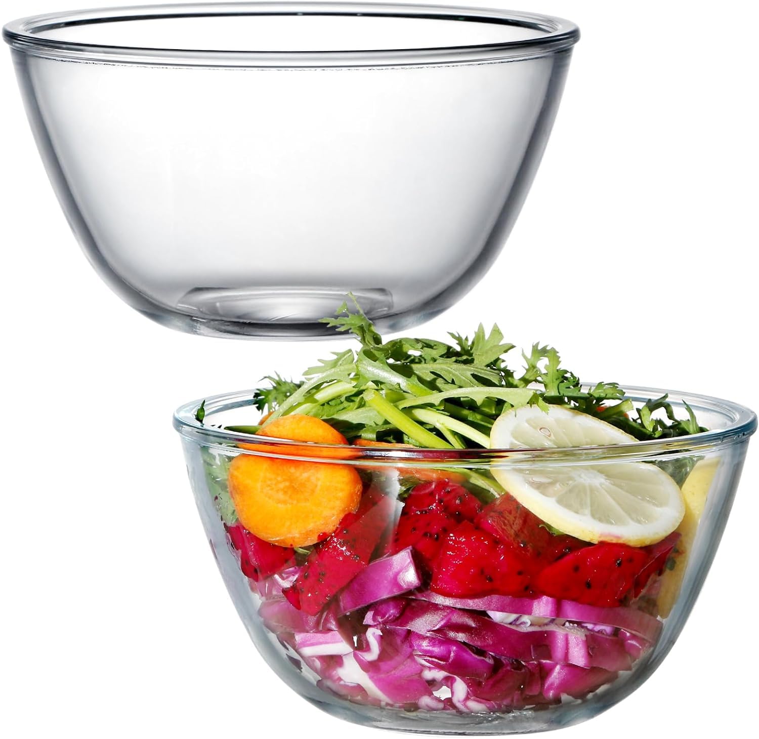 Femora Borosilicate Glass Mixing Bowl | Microwave Safe Bowl | Oven Bowls |1 Year Warrnty | Set Of 2 (400 Ml, 1050 Ml)