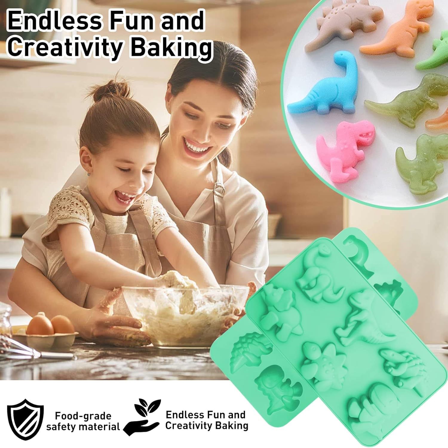 Spmarkt Jello Molds, Baby Dinosaur Chocolate Jello Molds, Silicone Kawaii Animal Dino Mold For Kid, Food Grade Jello Jiggler Sil