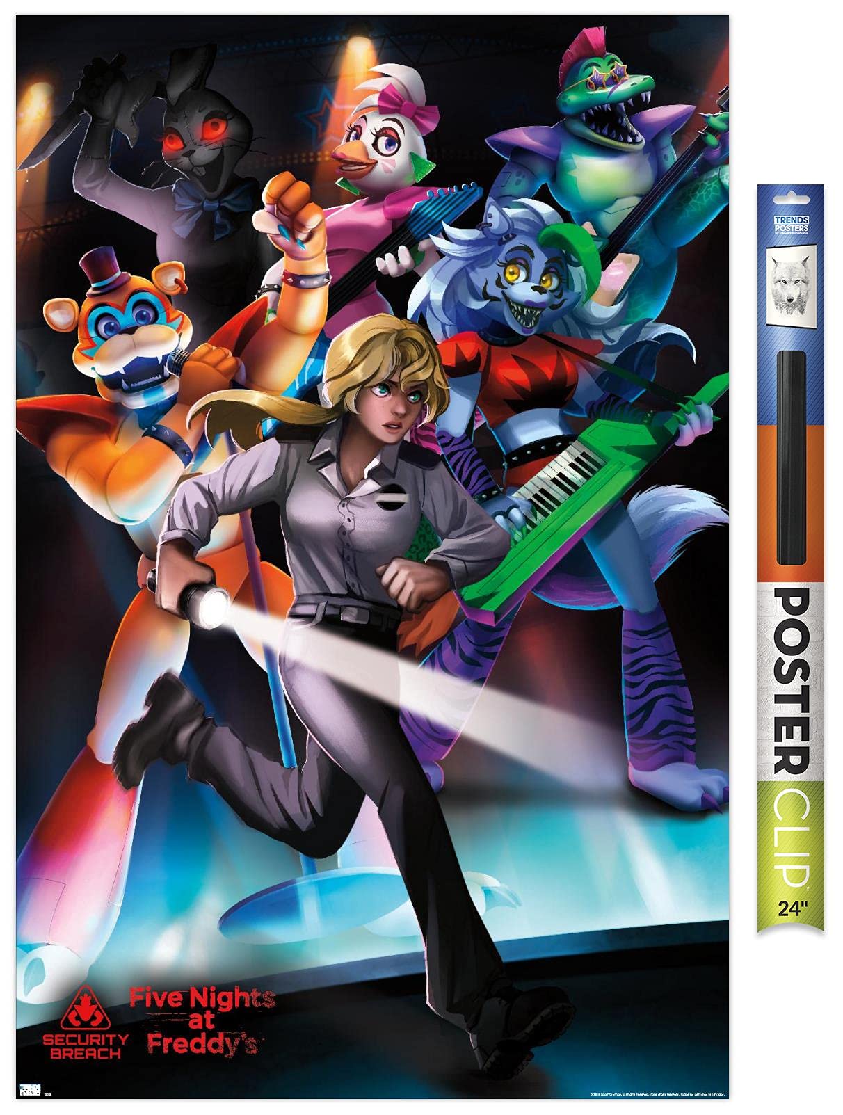 Trends International Five Nights At Freddy'S: Security Breach - Group Wall Poster, 22.375'' X 34'', Poster & Clip Bundle