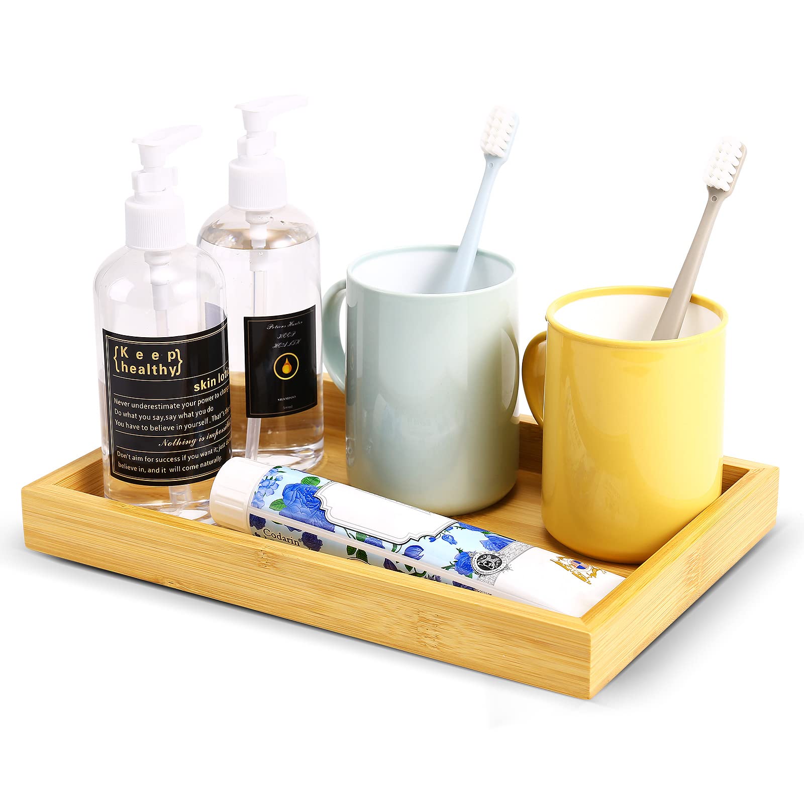 Natural Bamboo Vanity Tray, Sink Tray, Smooth And Thick Wooden Tray For Toilet Tank And Bathroom Counter Top, Kitchen Decor Wood