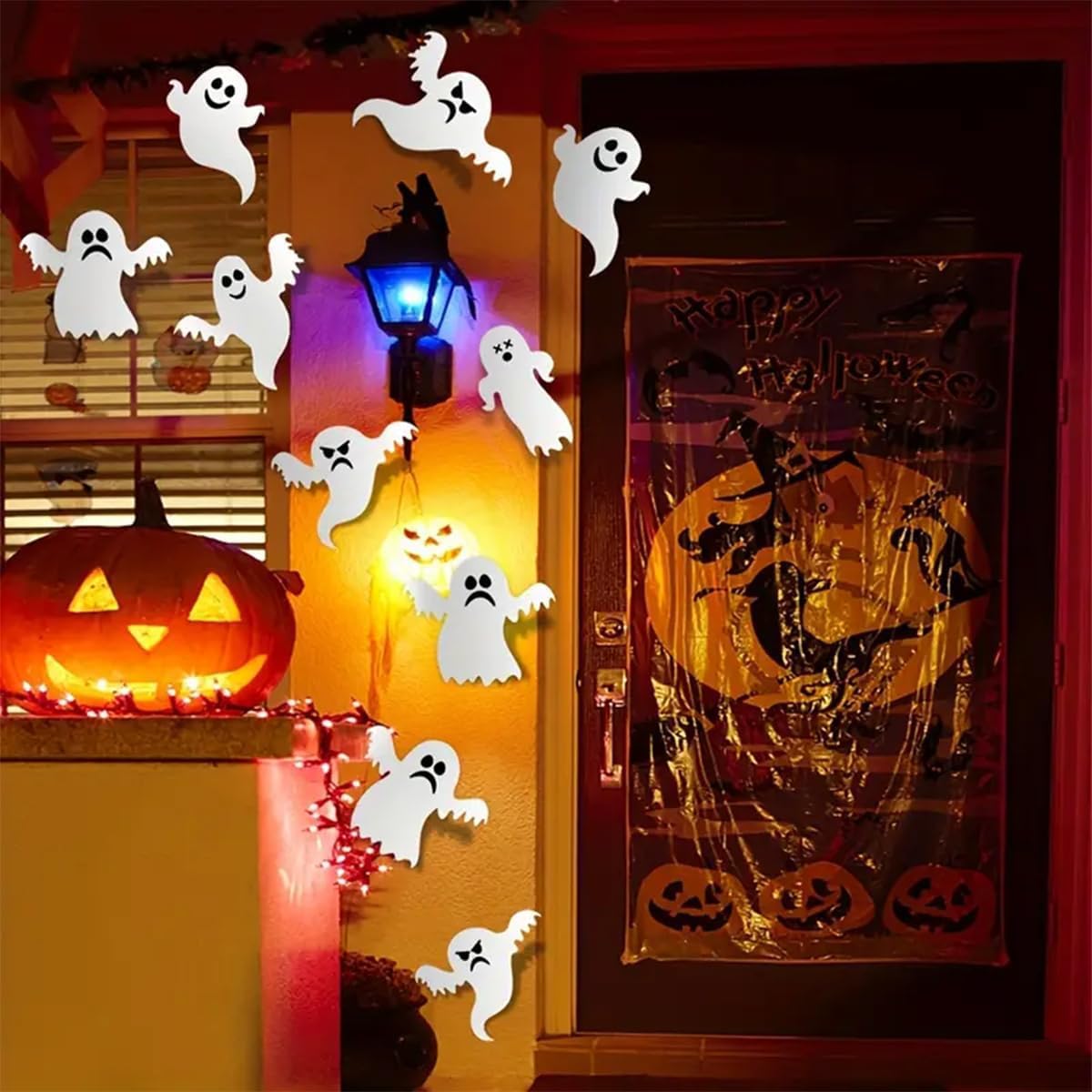 21 Pieces Halloween Ghost Wall Decor Cute Ghost Wall Stickers Reusable Halloween Decoration 3D White Small Ghost Wall Decals Sup