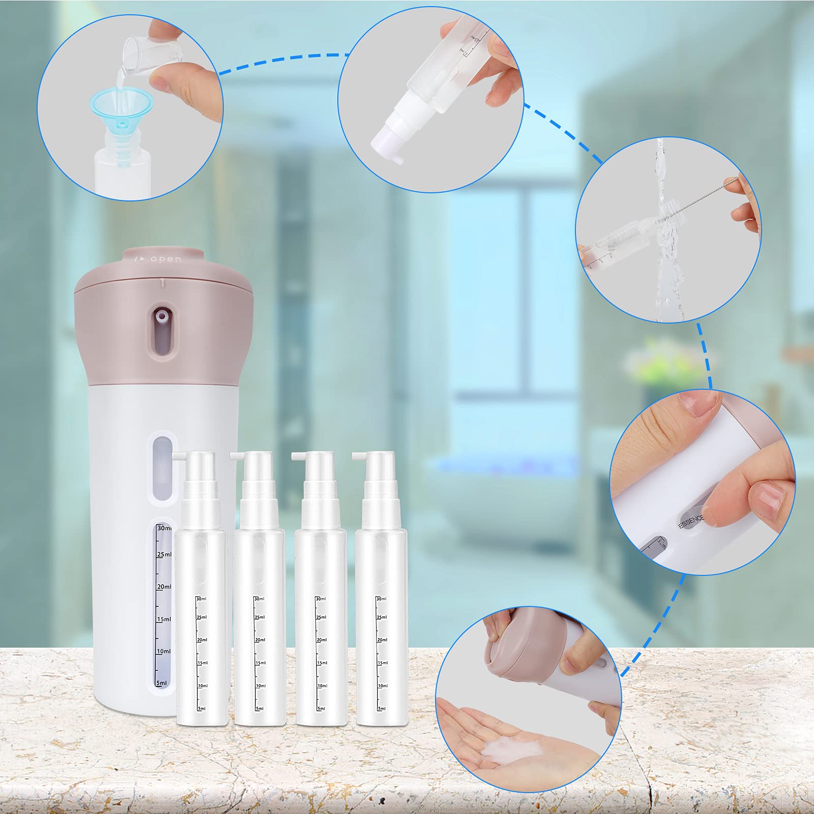 Qiuymei 19 Pack Travel Bottles Set, Leak Proof Travel Accessories, Refillable Travel Size Toiletries Containers For Shampoo,Sani