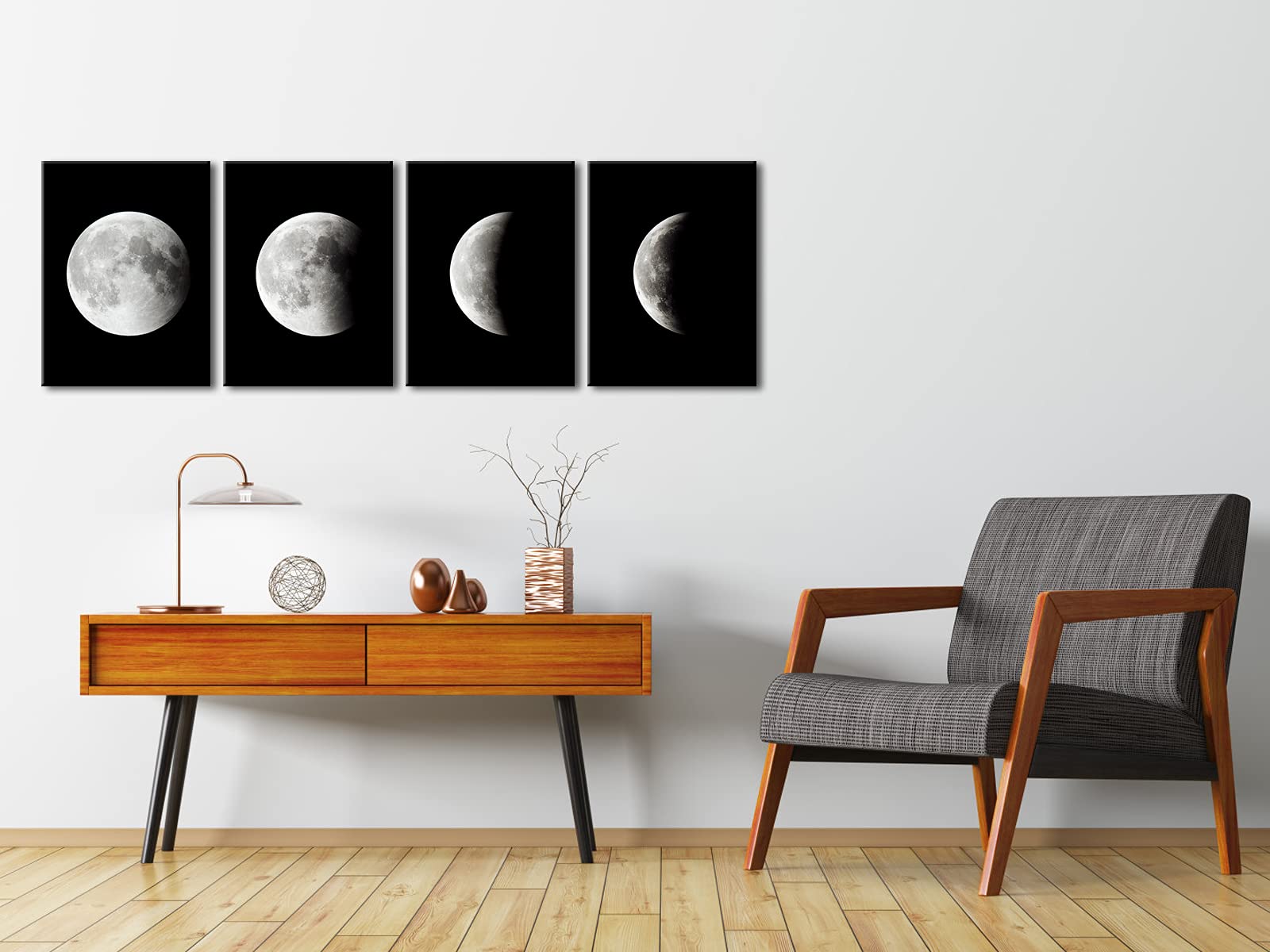 Wieco Art Eclipse Of The Moon Modern Canvas Prints Wall Decorations For Living Room Abstract Space Black And White Pictures To P