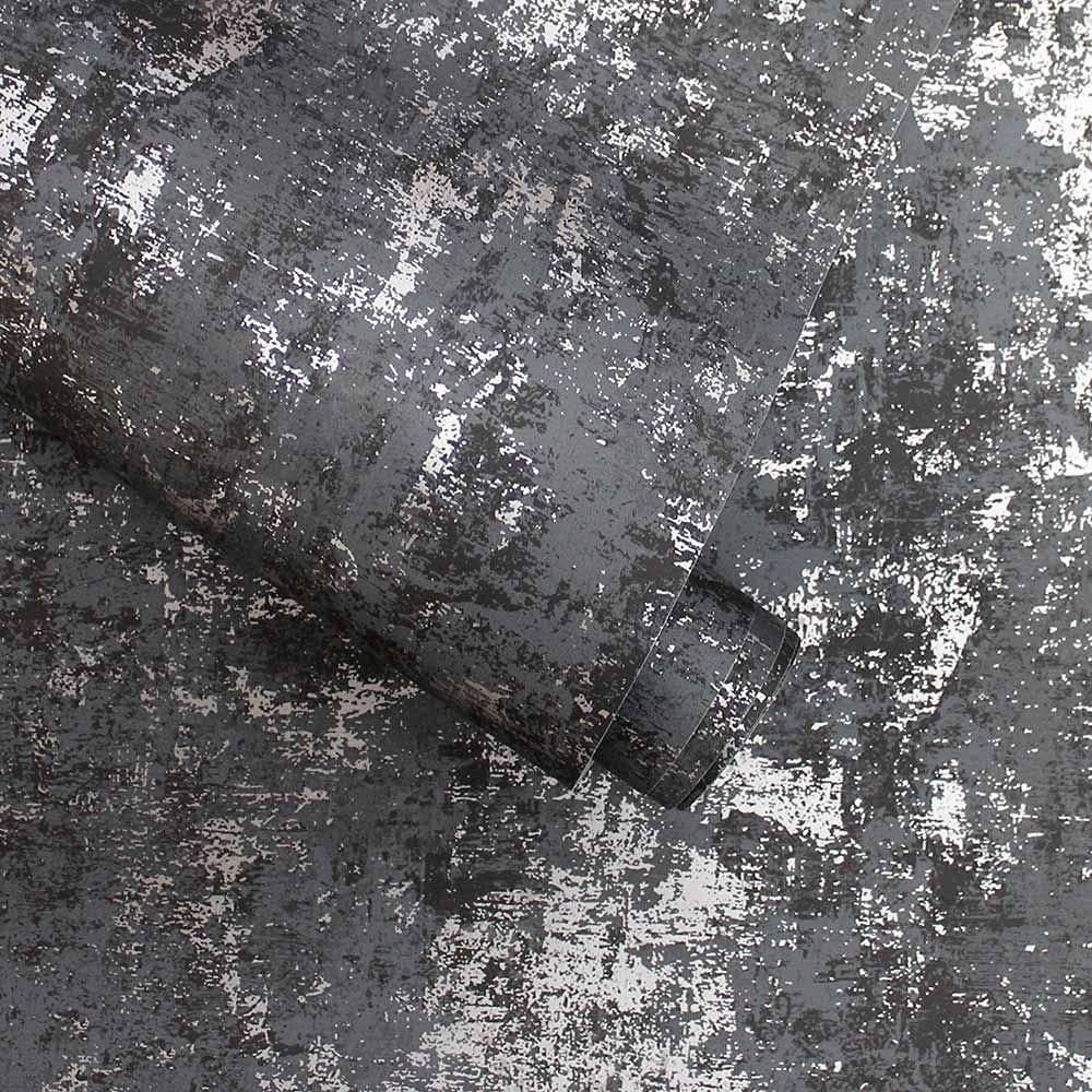Tempaper Distressed Gold Leaf Peel And Stick Wallpaper 56 Sq. Ft. - Gunmetal