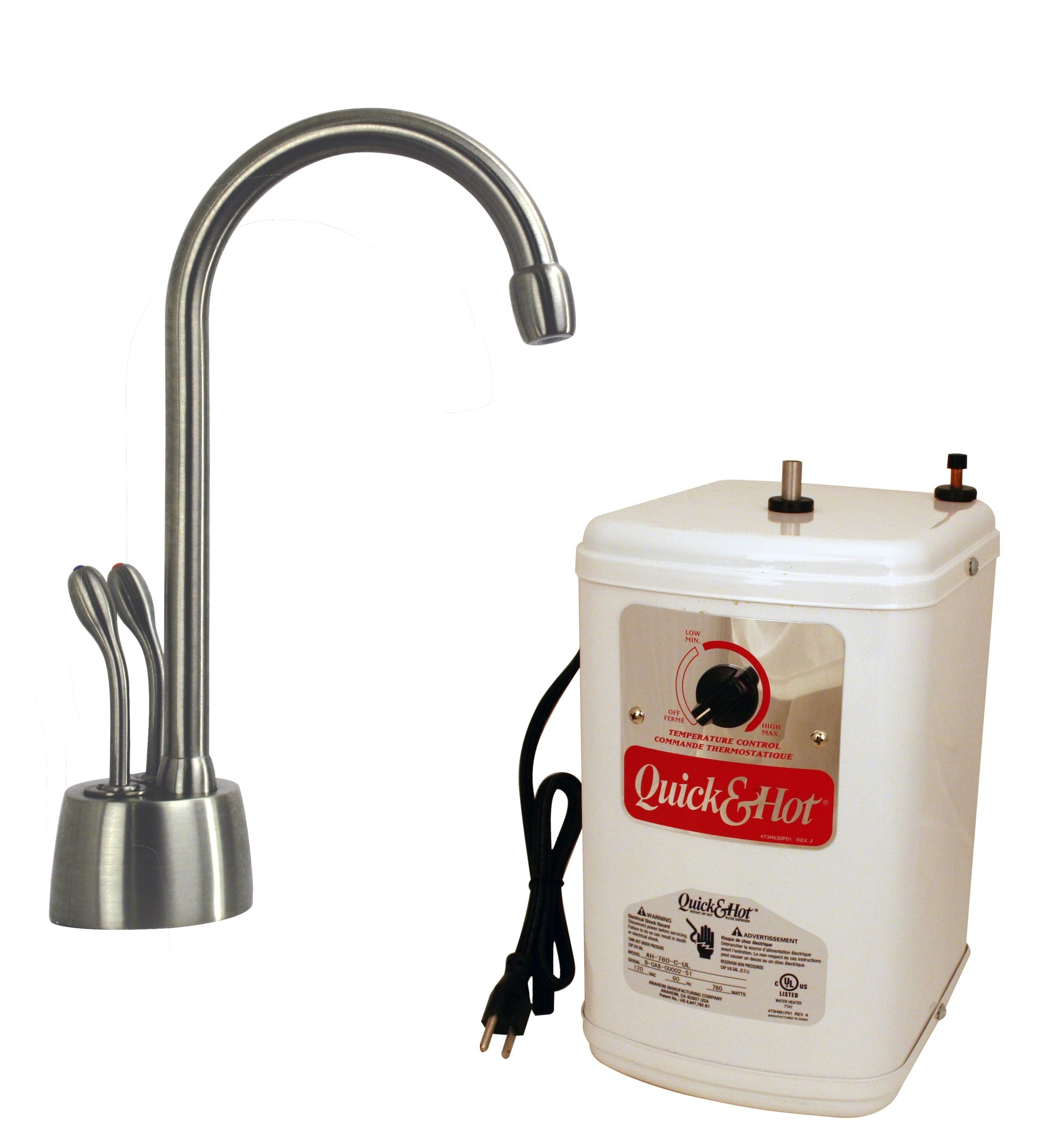 Westbrass A272HFP-20 Develosah 2-Handle Hot and Cold Water Dispenser with Instant Heating Tank, Stainless Steel