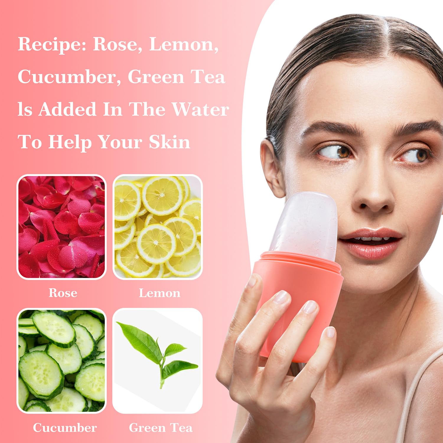 Reusable Cube Silicone Mold Ice Roller For Face Cold Therapy Facial Massage Roller (Pink + Blue)