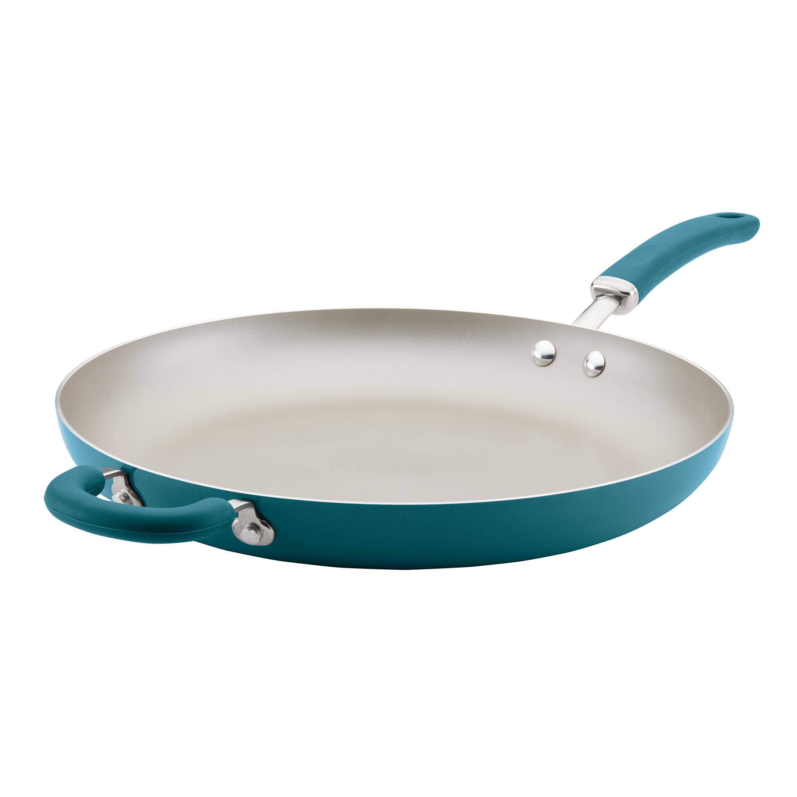 Rachael Ray Create Delicious Nonstick Fry Pan/Skillet With Helper Handle, 14.5-Inch, Teal Shimmer