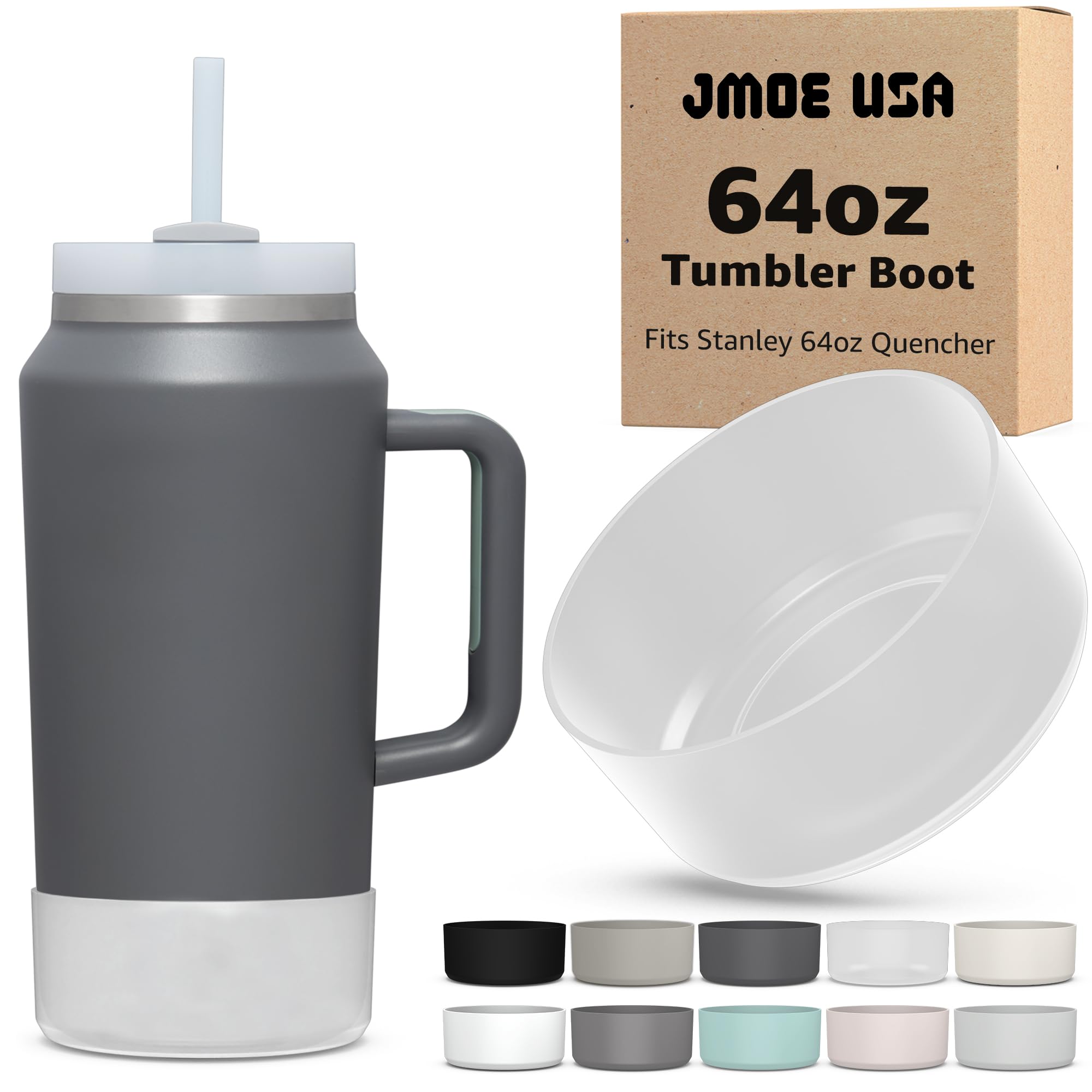 Jmoe USA Boot for 64oz Stanley Quencher H2.0 FlowState Tumbler With Handle | BPA Free Silicone | Sleeve Protector for Bottom of 