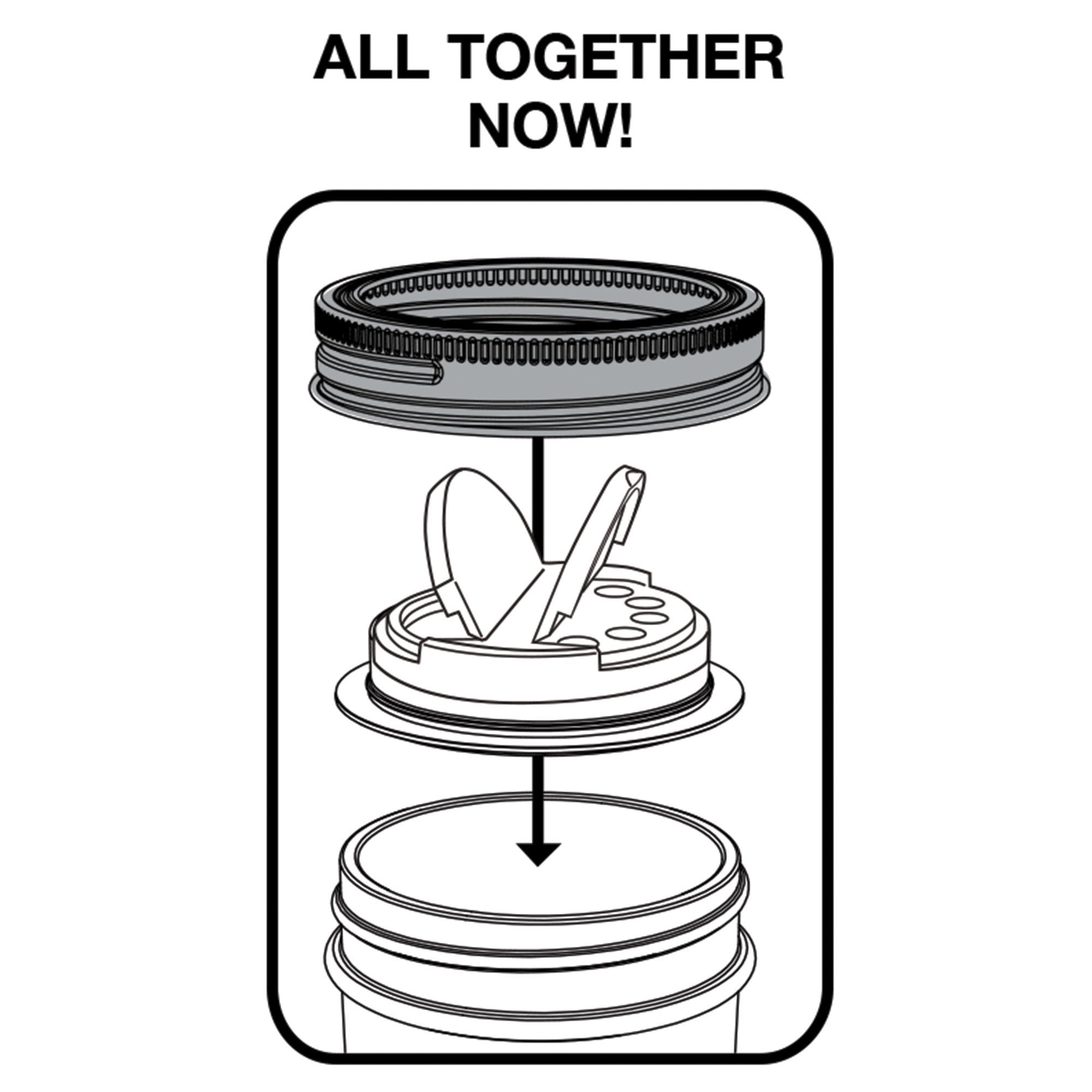 Jarware Spice Lids For Regular Mouth Mason Jars, Set Of 2, Black And White