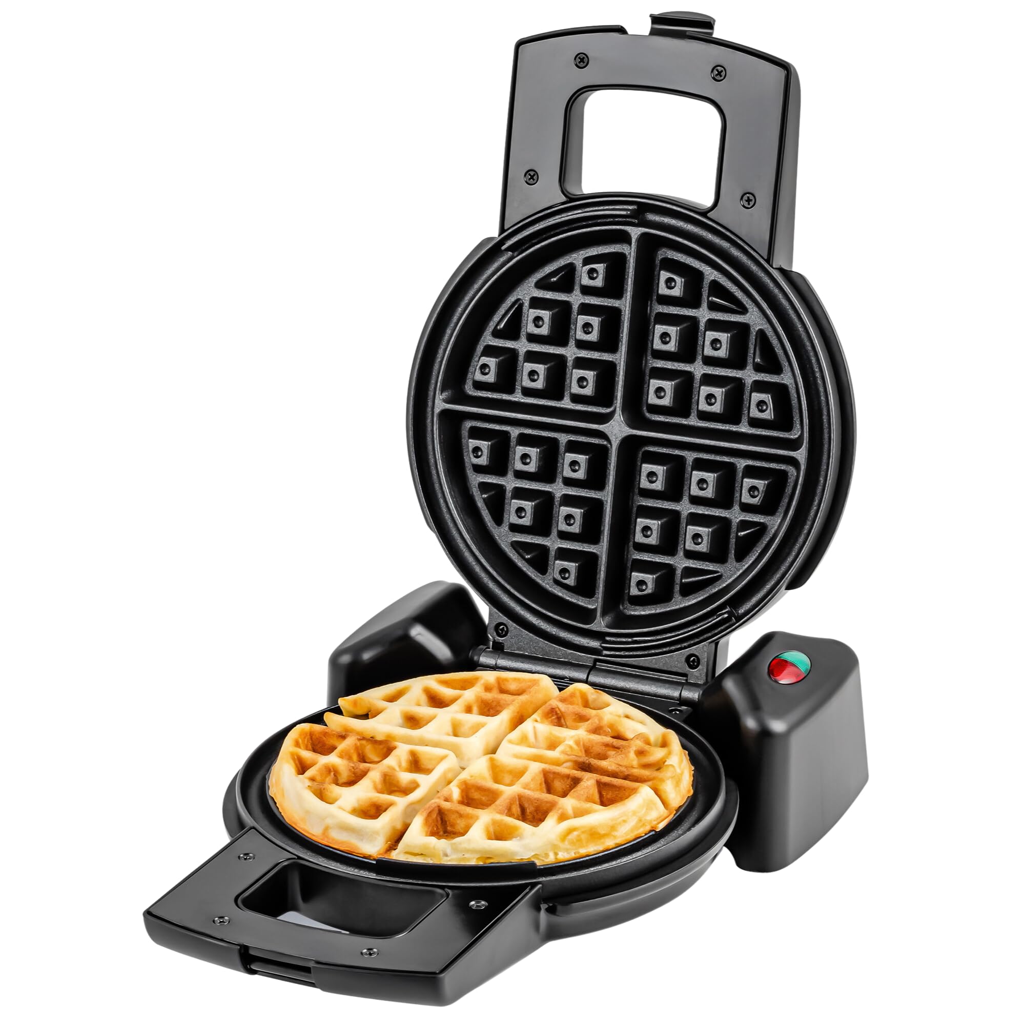 Ovente Belgian Waffle Maker With Non-Stick Plates, 180?Rotating Function And Cool Touch Handle For Easy Single Flip, Perfect For