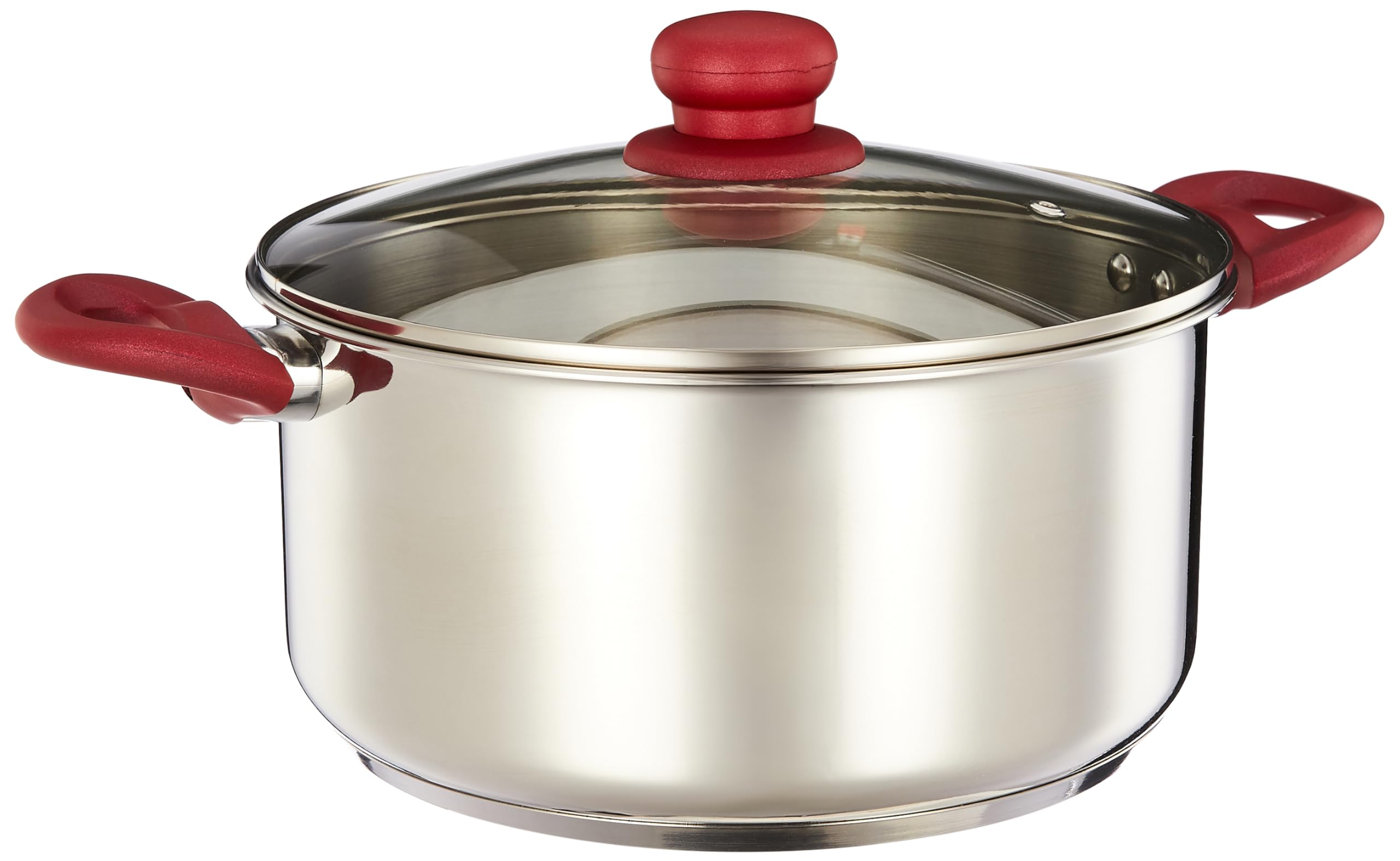 Amazon Brand - Solimo Stainless Steel Casserole With Glass Lid | Impact-Forged Bottom | Soft-Touch Handle | Dishwasher-Safe | 24