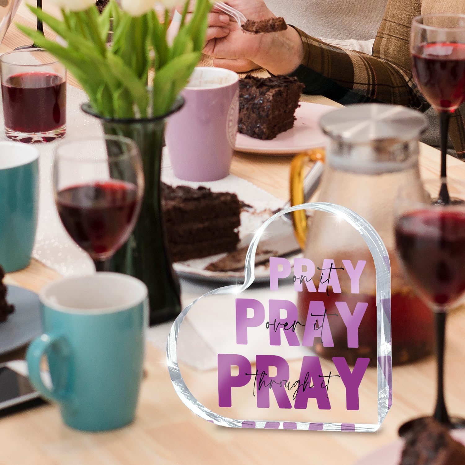 Zaxek Acrylic Religious Plaque - Purple Christian Gifts for Women, 4"x4", Modern Decor for Home & Office