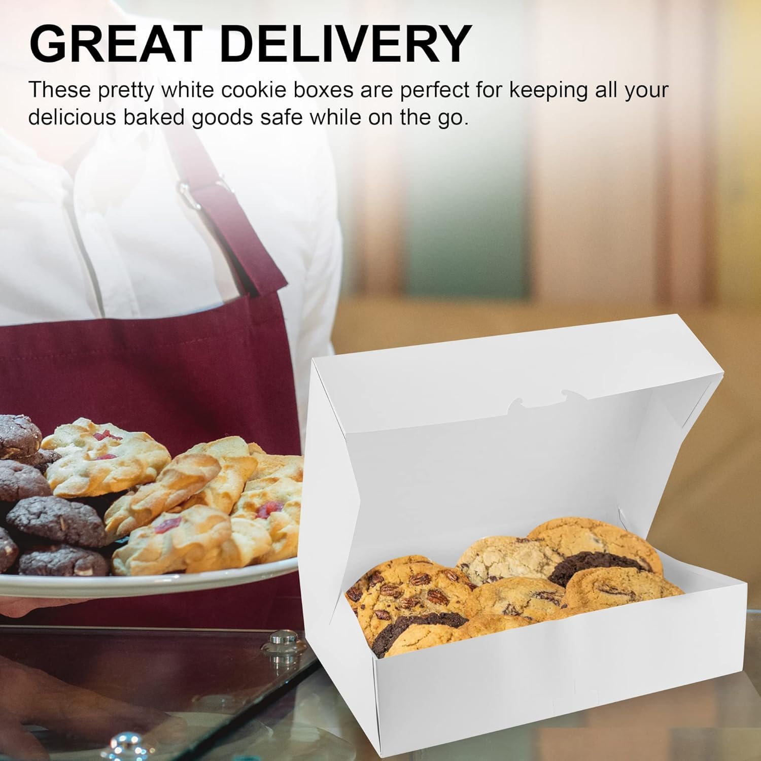 MT Products White Bakery Boxes No-Window - Size of 14'' x 10'' x 3.5'' - (15 Pieces) Auto Pop-Up Donut Boxes - Perfect for Pies  Cupcakes  Muffins  and Cookies - Made in the USA