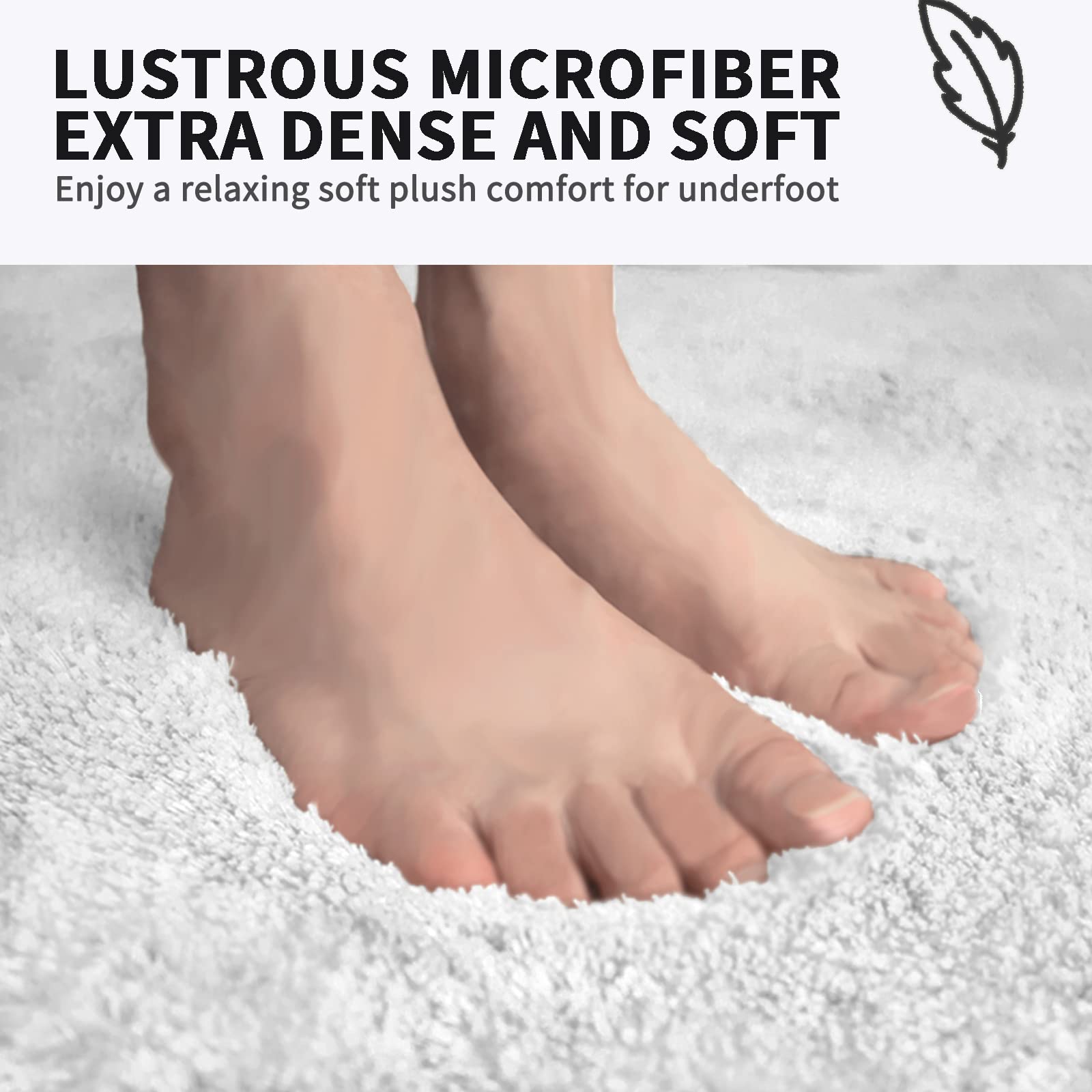 FIFU Bath Mats for Bathroom Non Slip  Super Soft Shaggy Bath Rugs for Bathroom Floor  Absorbent Plush & Machine Washable Bathroom Rug Mat 17x24 Inches White