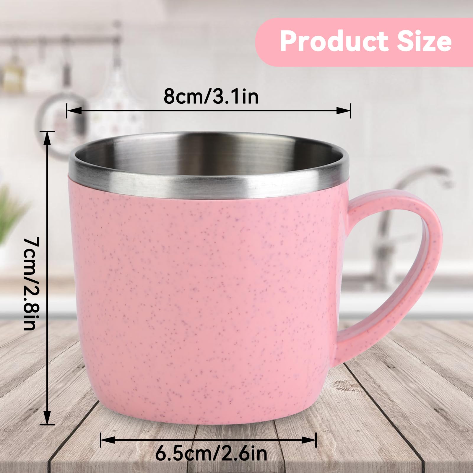 Agatige 220Ml Pink Coffee Cup, Stainless Steel Insulated Pot Coffee Mug With Handle For Water Coffee Juice Milk, Home, School, O