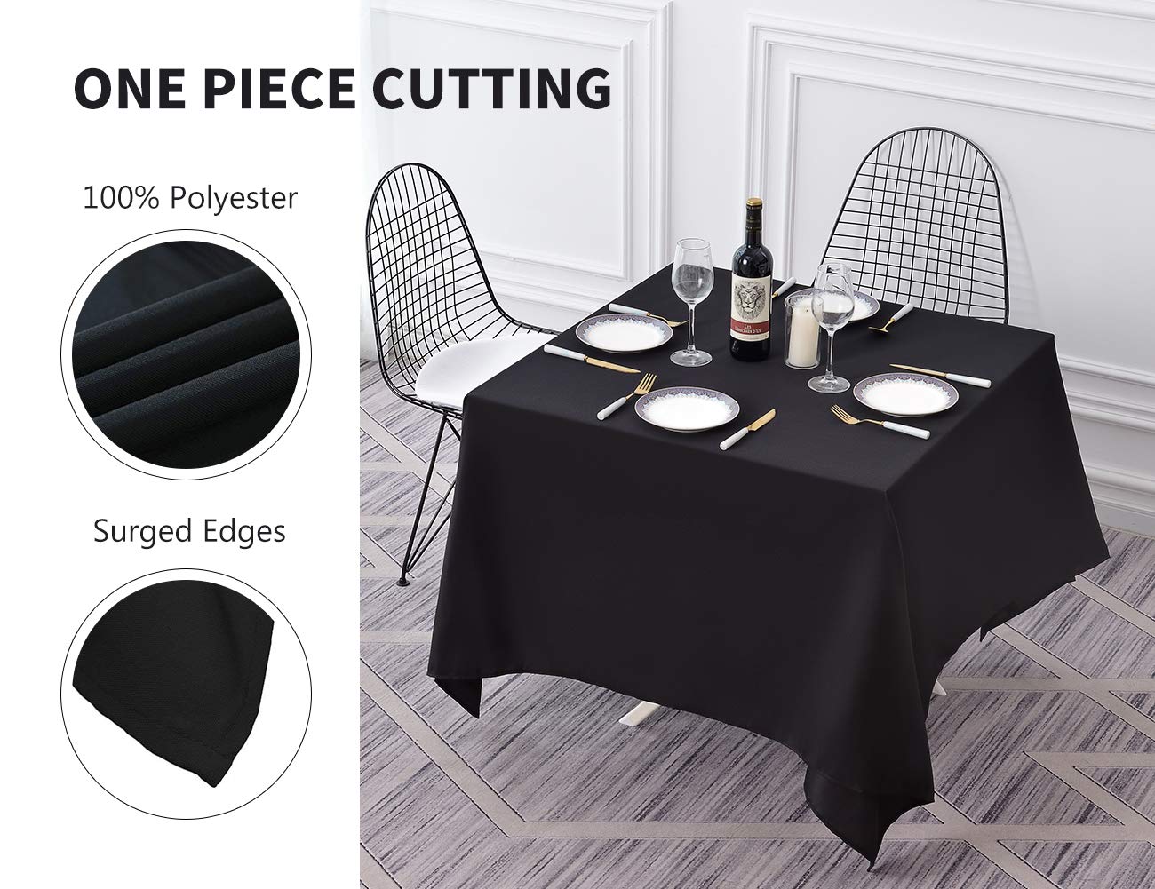 Surmente Square Tablecloth For Square Or Round Tables 100% Polyester 85X85 Table Cloth For Weddings, Banquets, Or Restaurants (B