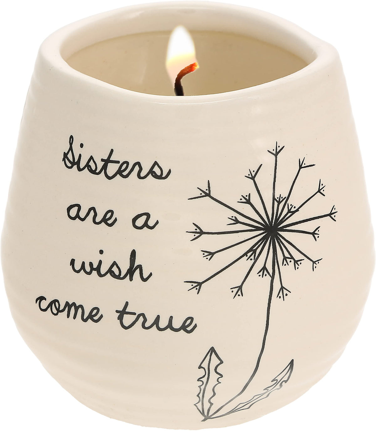 Pavilion Gift Company 77113 Plain Dandelion Wishes - Sisters are A Wish Come True Yellow Ceramic Soy Serenity Scented Candle,
