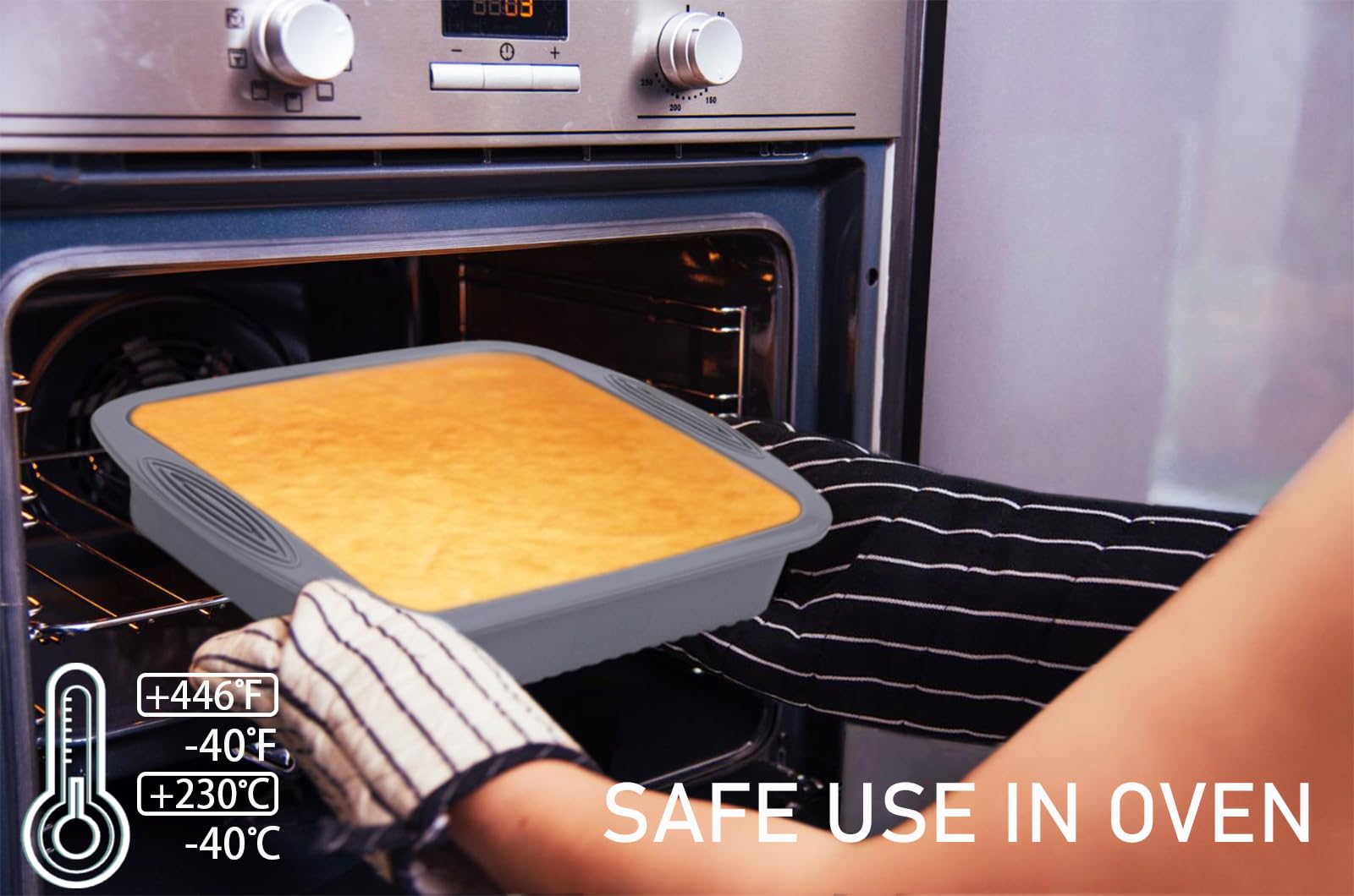 Baocuan Silicone Square Cake Pan - Non-Stick, Easy Release, Heat Resistant For Baking Cakes, Brownies, Cheesecakes And More 8.5