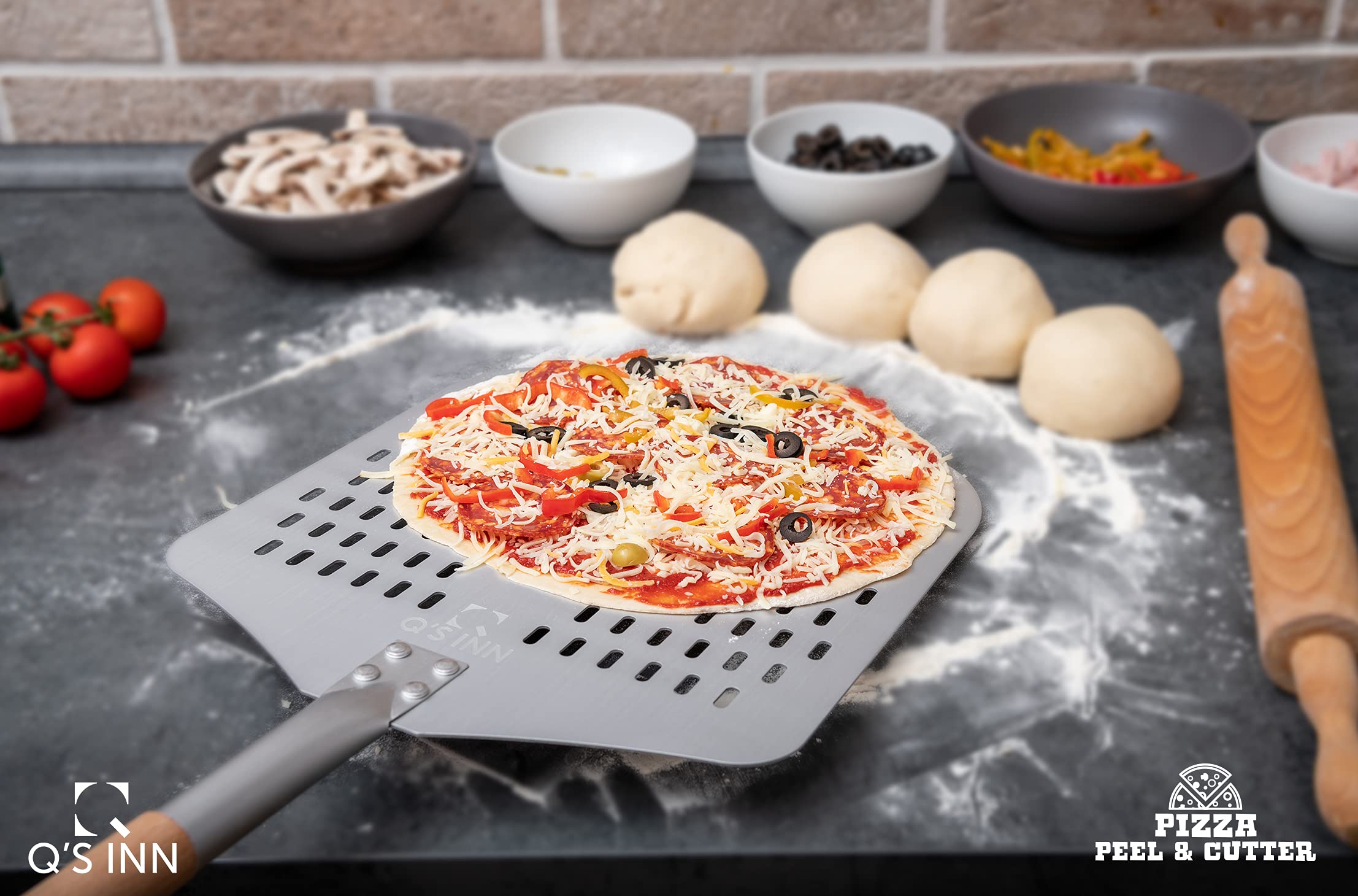 Pizza Peel 12 Inch With 18 Inch Wooden Detachable Handle For Easy Storage Pizza Paddle For Home Made Pizza By Qs Inn