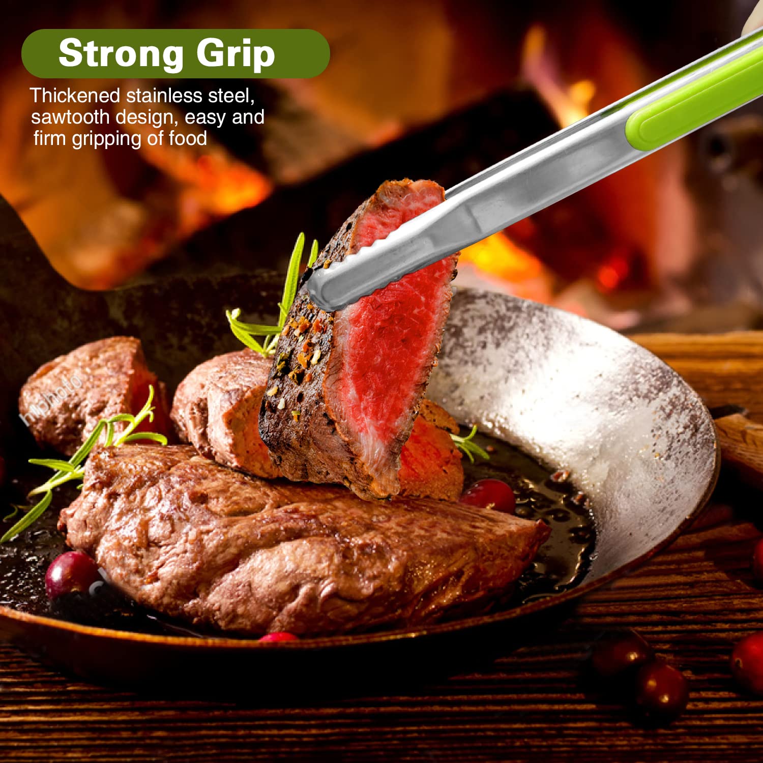 4Pcs Stainless Steel Kitchen Tongs, Serving Tongs For Cooking, 10'' Metal Food Tongs With Non-Slip Comfort Grip, Non-Stick Cooki