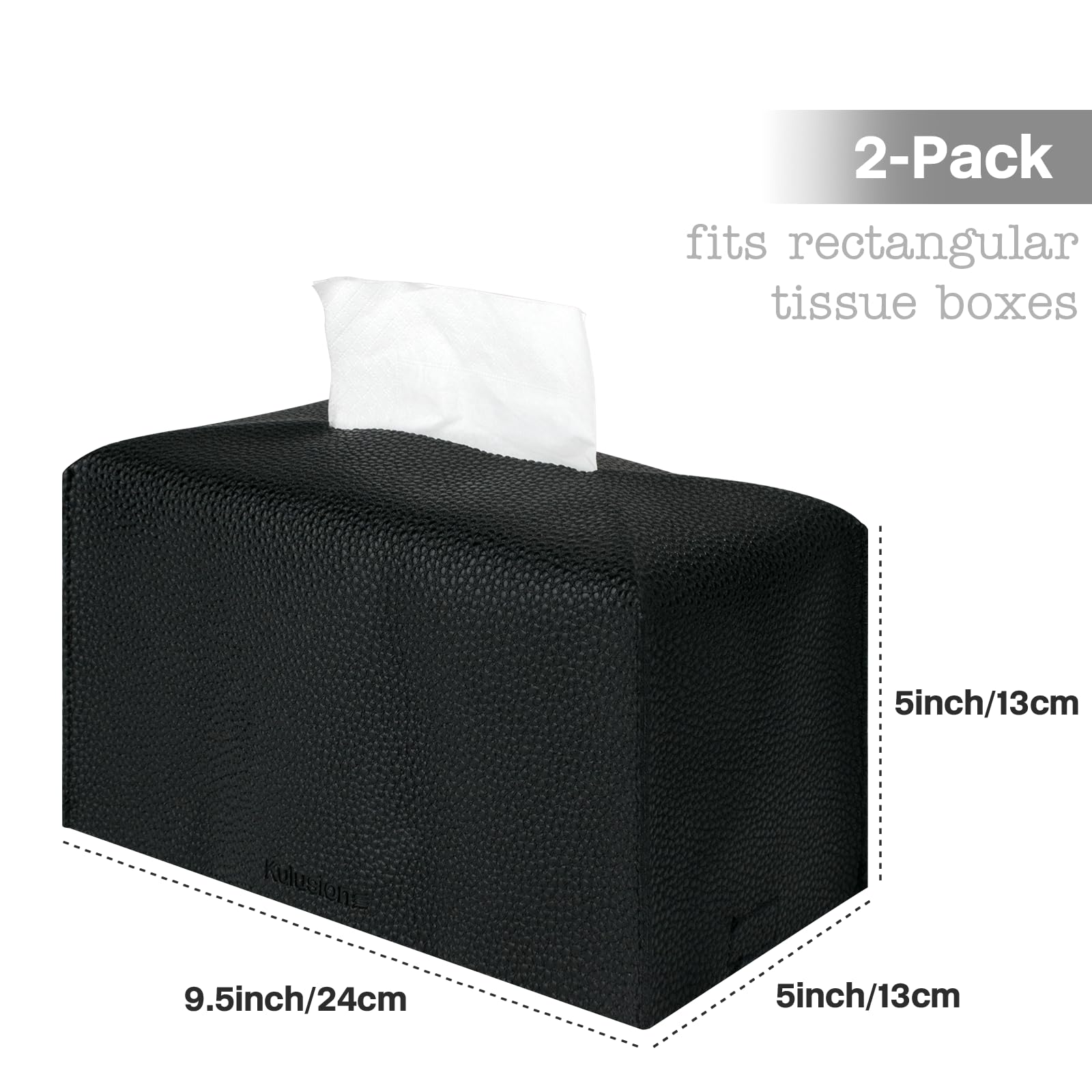 2Pcs Tissue Box Cover, Rectangular With Bottom Belt - Pu Leather Tissue Cover Decorative Organizer For Tabletop, Bathroom, Car,