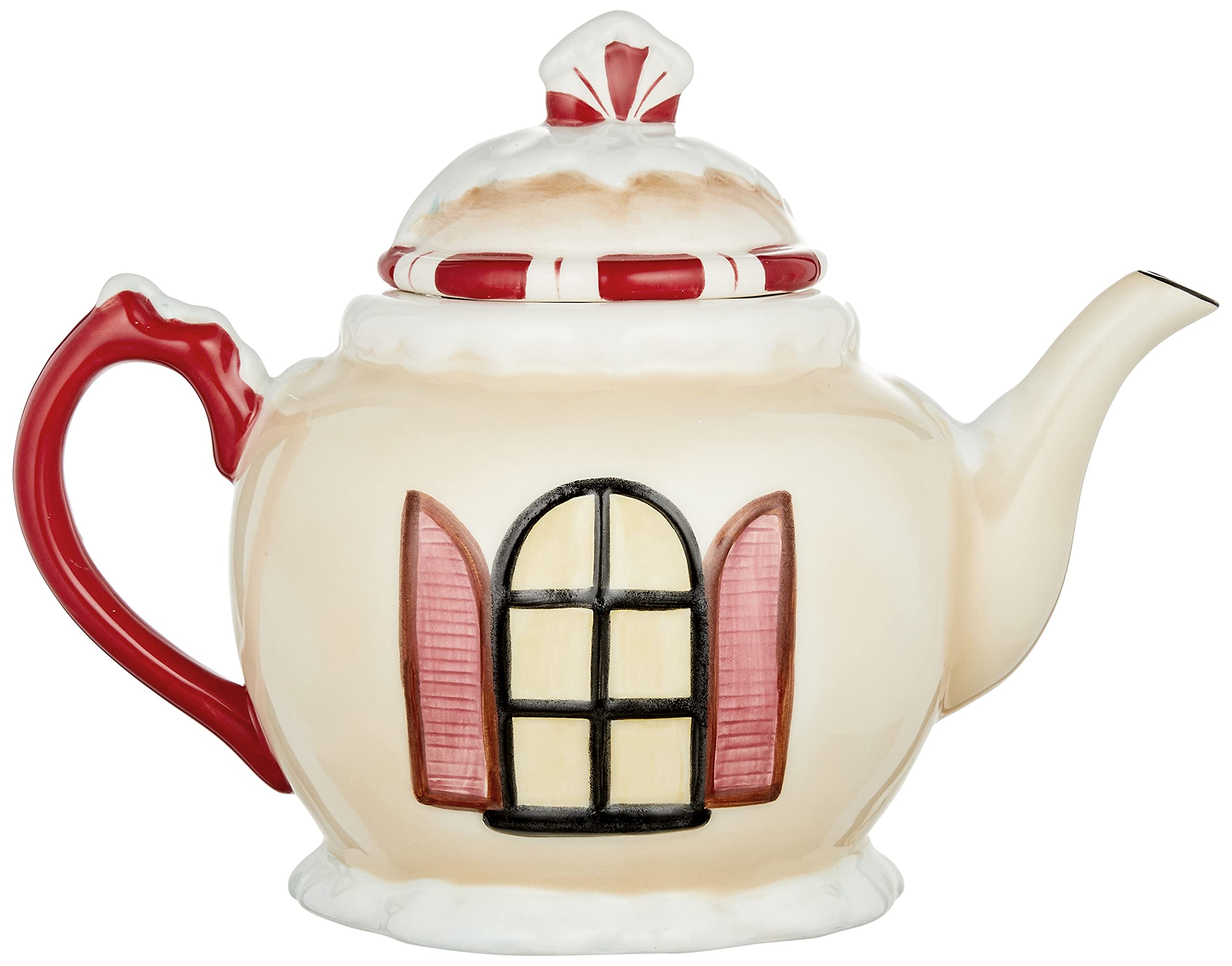 Cosmos Gifts Santa'S Village Ceramic Teapot, 7-1/4-Inch
