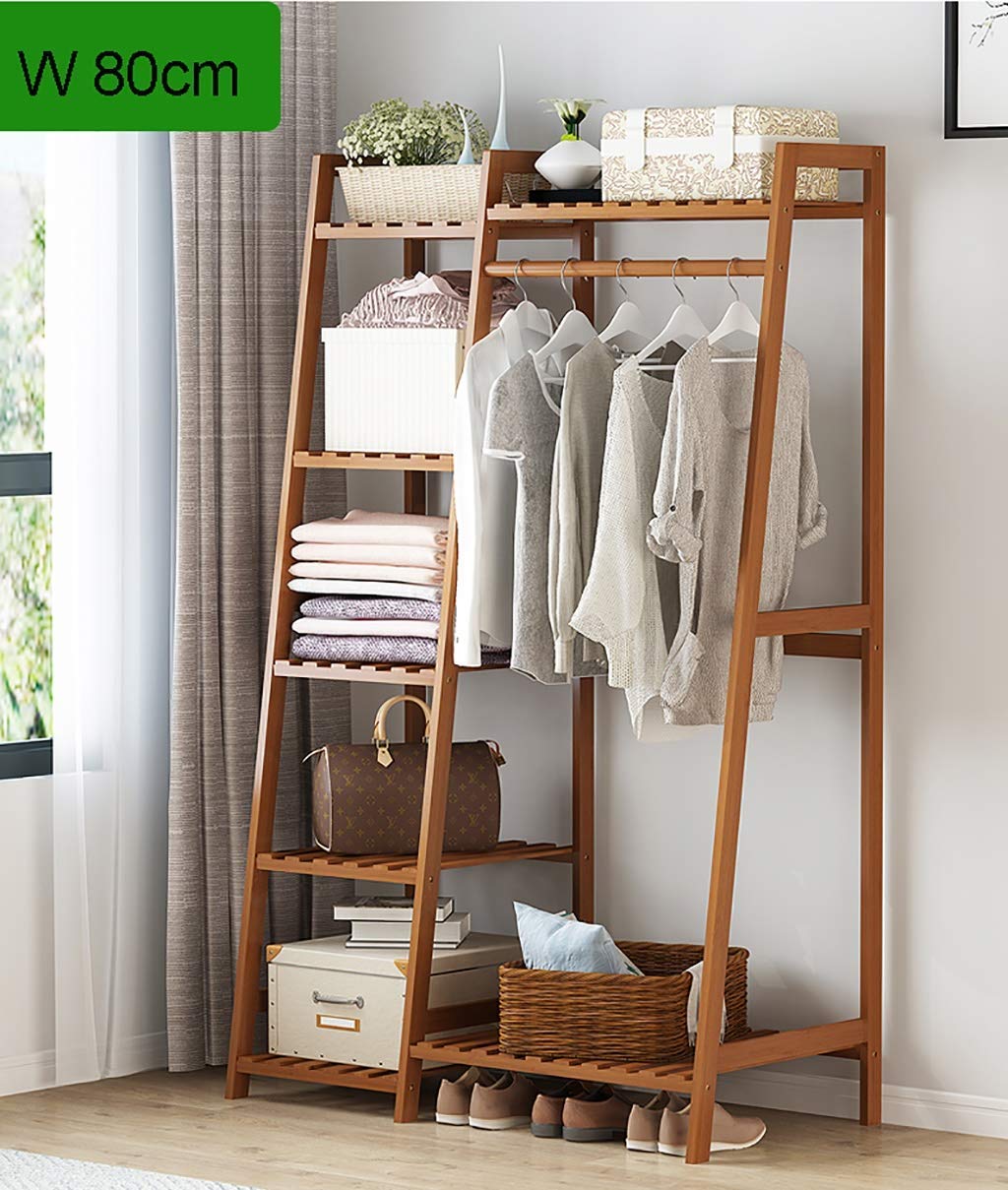 Leopax Bamboo Coat/Clothing/Garment Rack/Freestanding Storage Shelf With 5-Tier Shelf (80 * 40 * 140Cm, Natural)