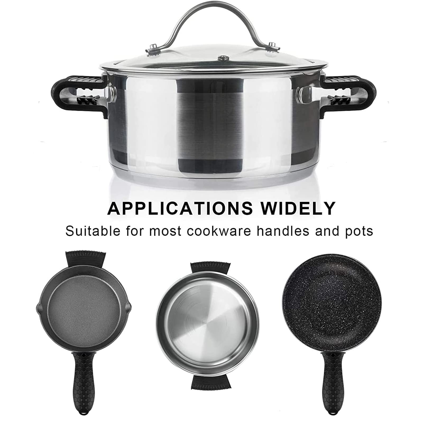 8 Pcs Non-Slip Silicone Hot Handle Holder & Assist Grips, Potholder For Cast Iron Skillets, Heat Resistant Handle Cover Sleeve F