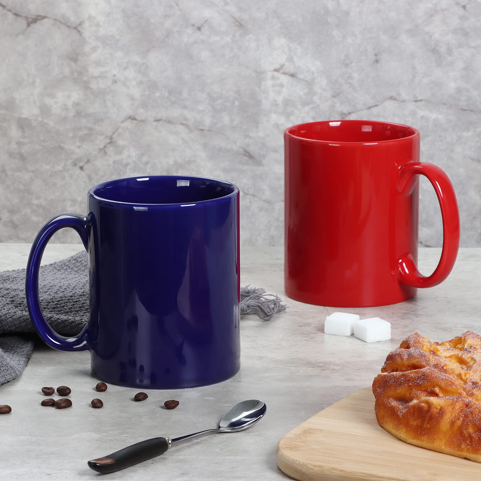 Smilatte 20 Oz Extra Large Ceramic Coffee Mug, M017 Classic Porcelain Boss Super Big Tea Cup With Handle For Office And Home, Bl