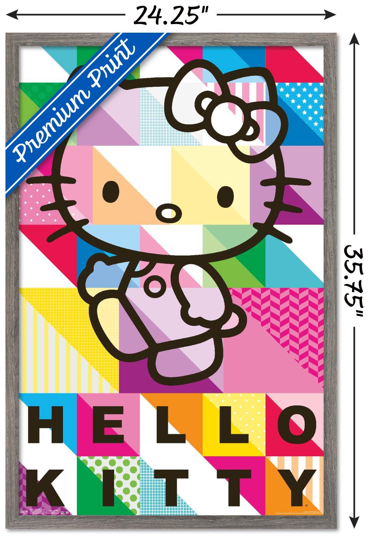Trends International Hello Kitty - Patterns Wall Poster, 22.375'' X 34'', Barnwood Framed Version