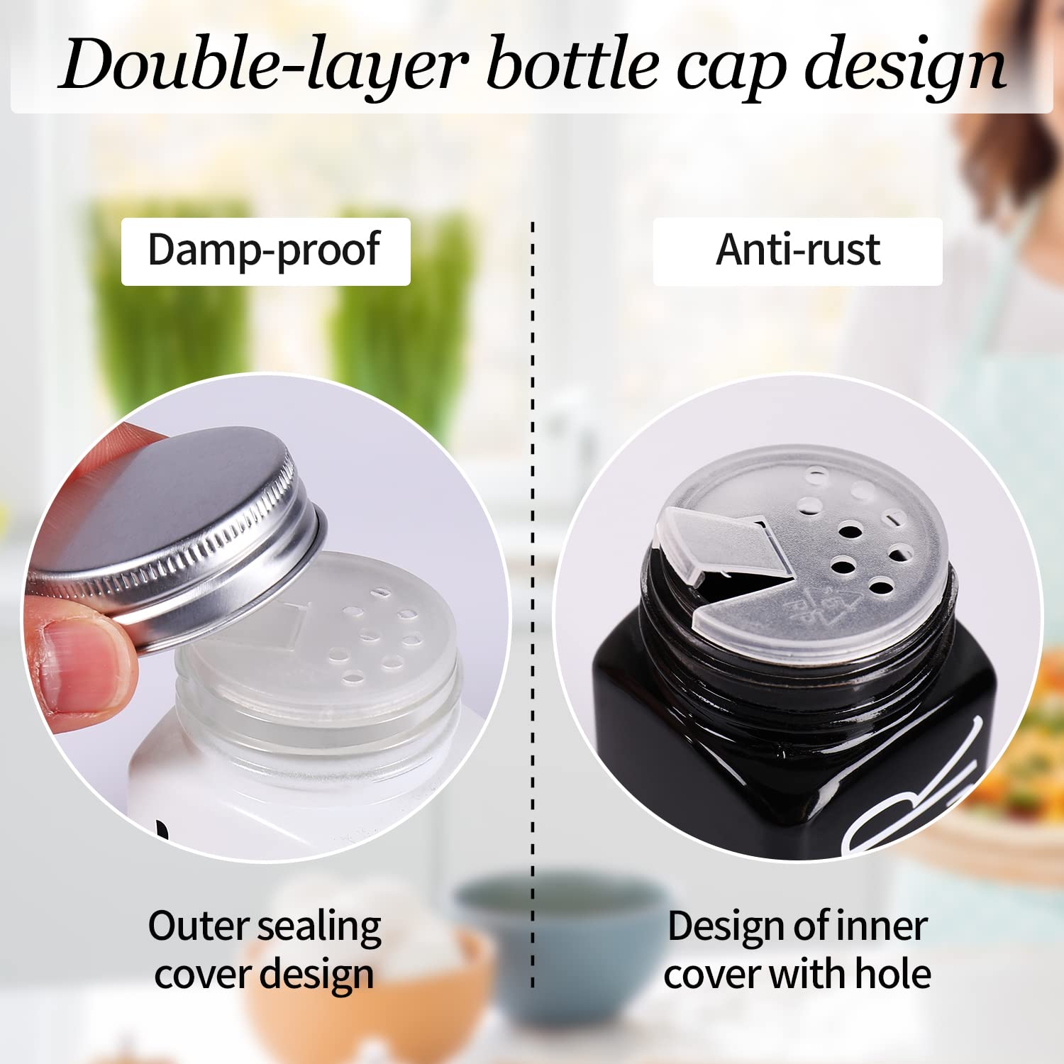 Dwts Danweitesi Large Salt And Pepper Shakers, Glass Salt And Pepper Shakers, Cute Farmhouse Salt And Pepper Shakers In Black An