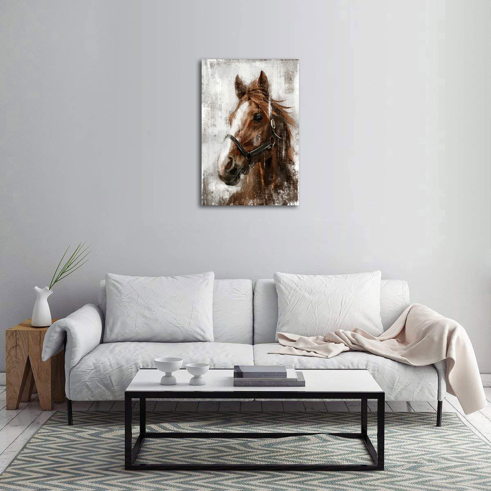 Horse Canvas Wall Art Horse Portrait Pictures Wall Decor Farmhouse Brown Horses Canvas Painting Rustic Horse Canvas Prints Artwo