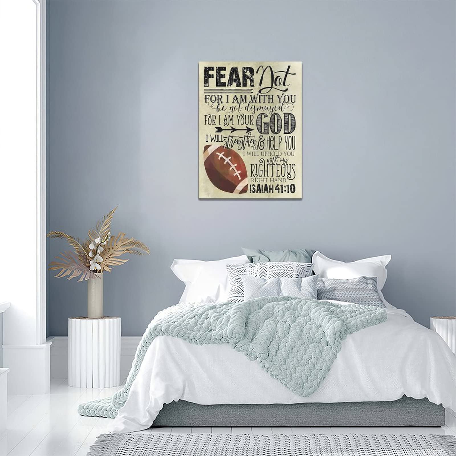 Inspirational Football Wall Art Bible Verse Motivational Quotes Pictures Wall Decor Canvas Prints Framed Modern Sport Theme Pain