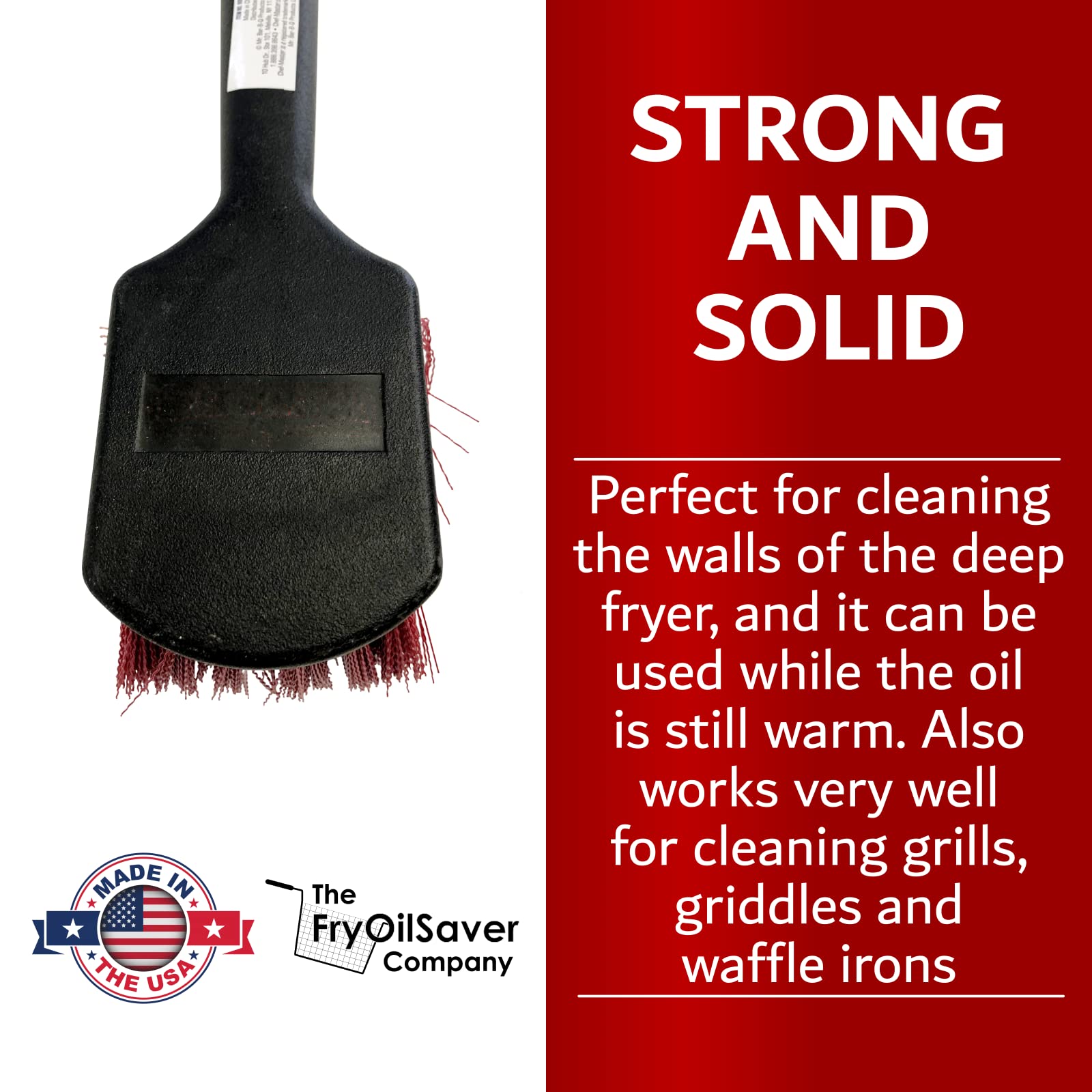Fryoilsaver Co. 20'' Deep Fryer Cleaning Brush, Up To 425F High Heat Resistant, Pot Cleaning Brush For Commercial Kitchen Deep F