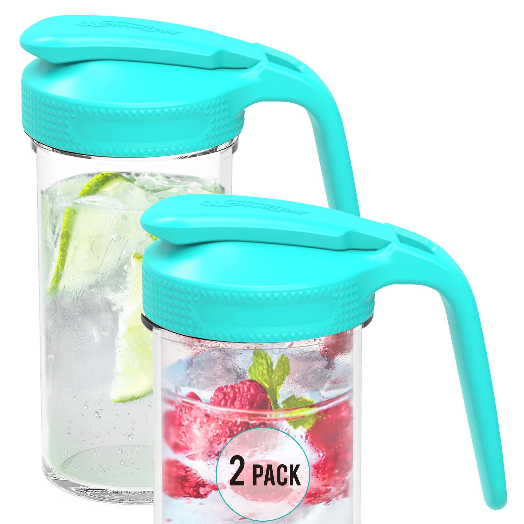 Masontops Multi Pour Top Mason Jar Lid with Handle - Wide Mouth Mason Jar Pour Spout Lid Pourer - Ball Mason Jar Pitcher Lid wit