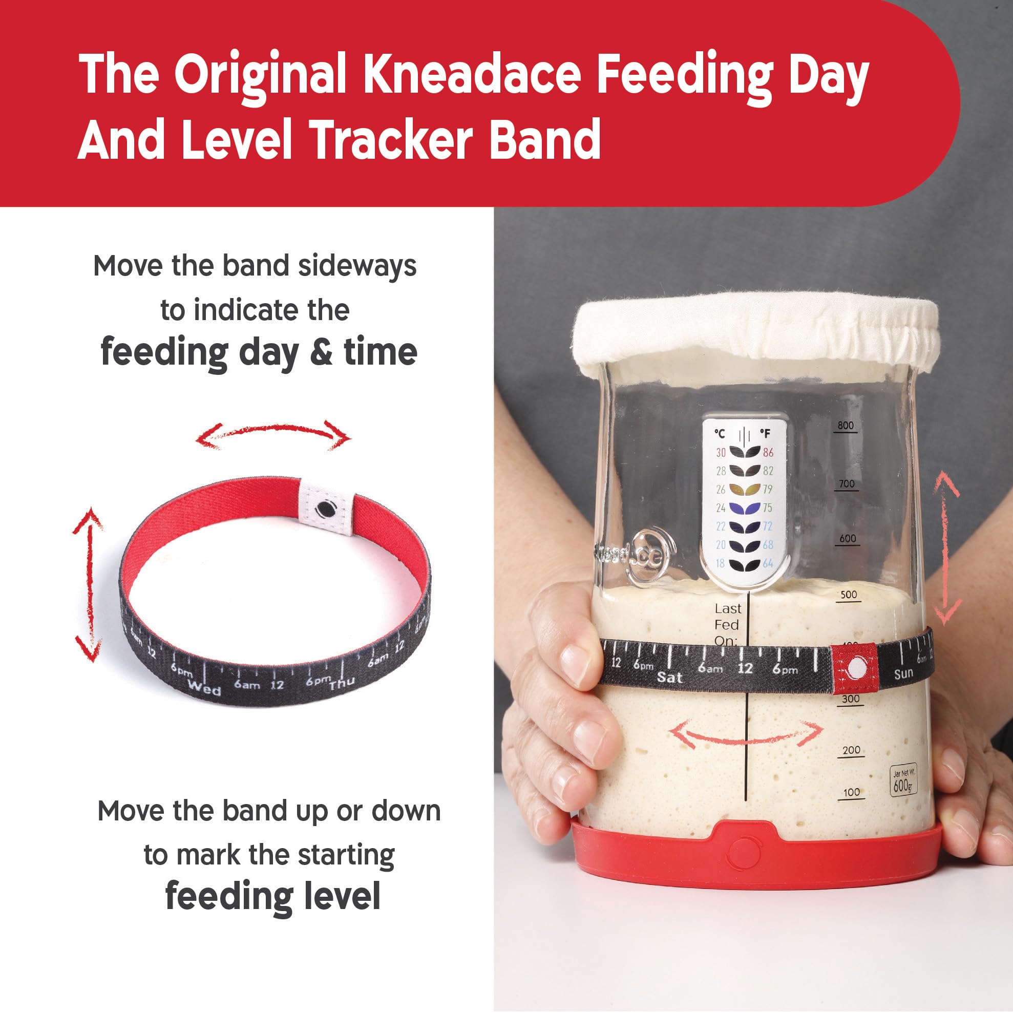 Kneadace Pro Sourdough Bread Starter Kit- 34 Oz Large Capacity Sourdough Starter Jar With 5 Unique Features For The Perfect Sour