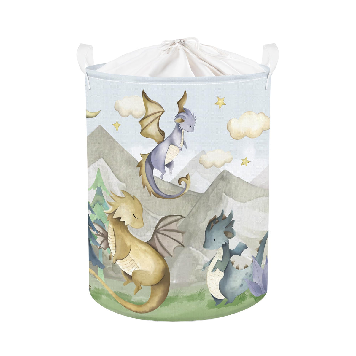 Clastyle 63L Large Dragon Kid Laundry Hamper With Handle For Boy Girl Collapsible Clothes Toy Storage Basket With Lid For Bedroo
