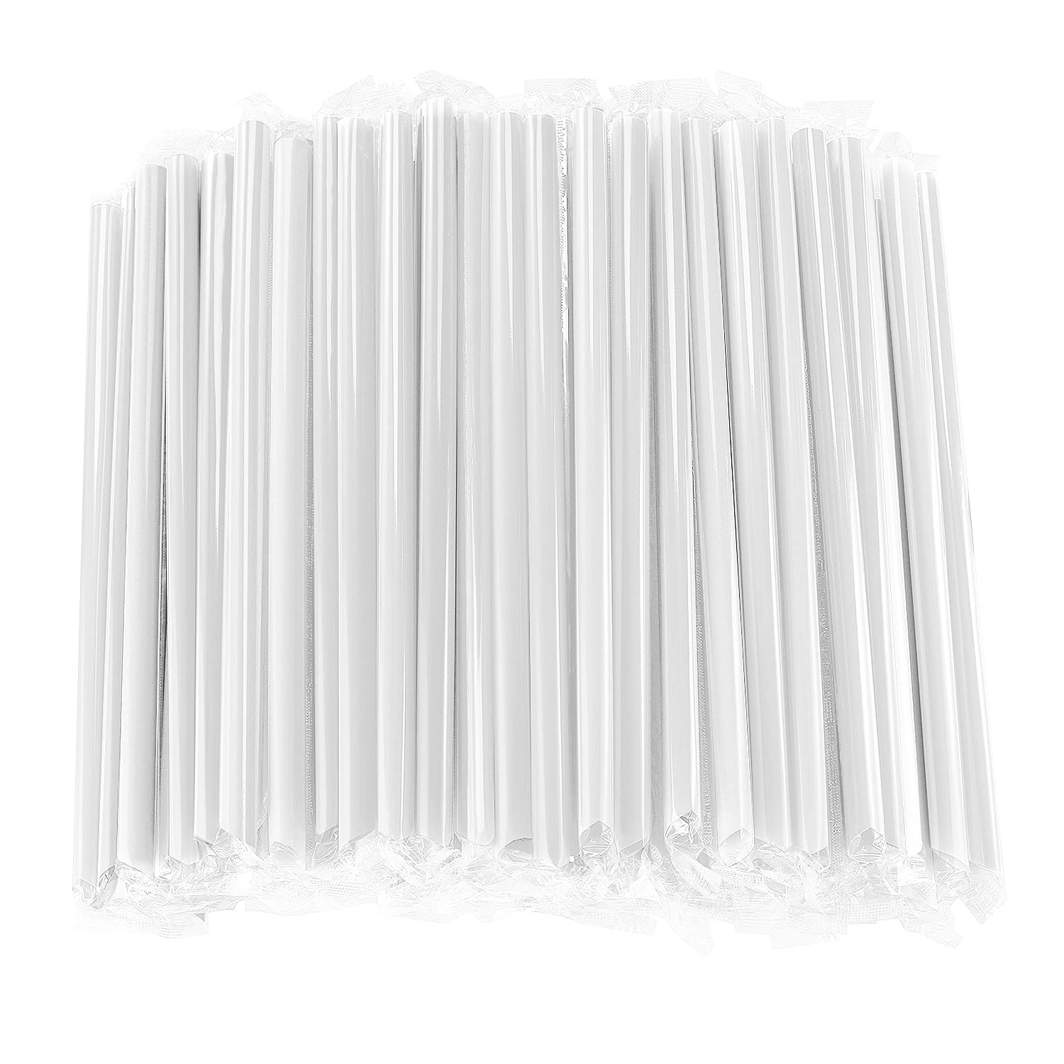 Myjie 100 Pcs Clear Boba Straws Smoothie Straws,Individually Wrapped Disposable Plastic Jumbo Large Wide-Mouthed Milkshake Drink