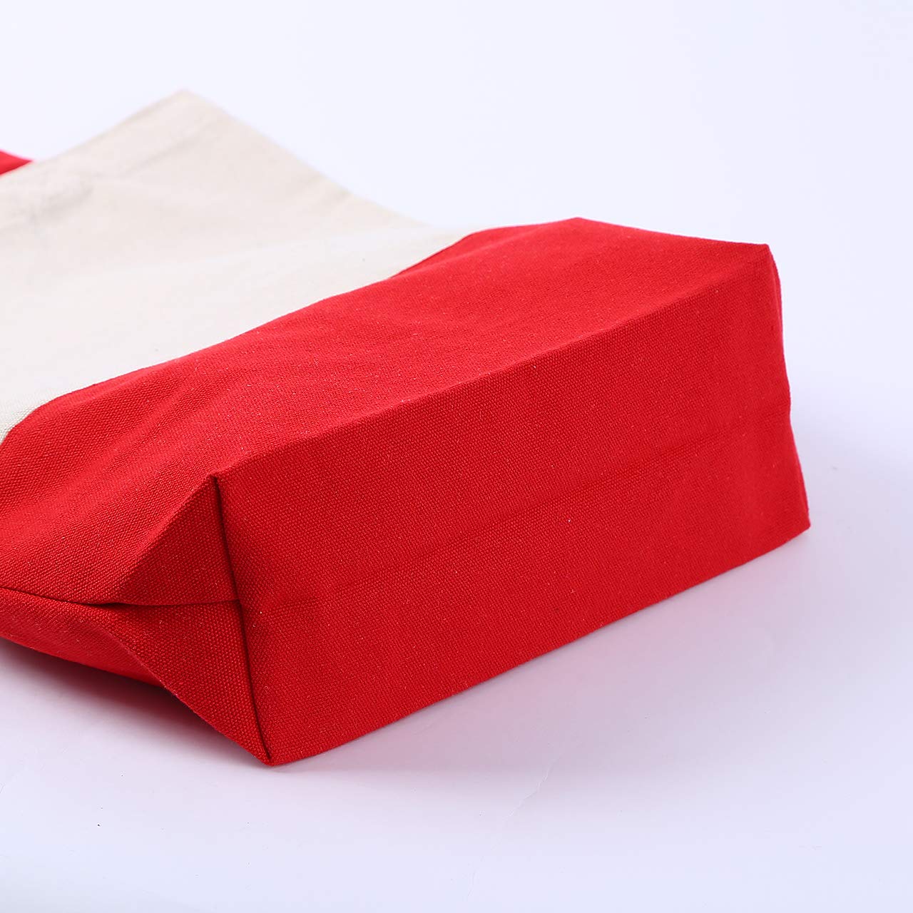 Azuca Heavy Duty 12 Oz Cotton Canvas Bag With Bottom Gusset Grocery Beach Shopping Bag 17X14X4 Inches (Red - 12 Pack)