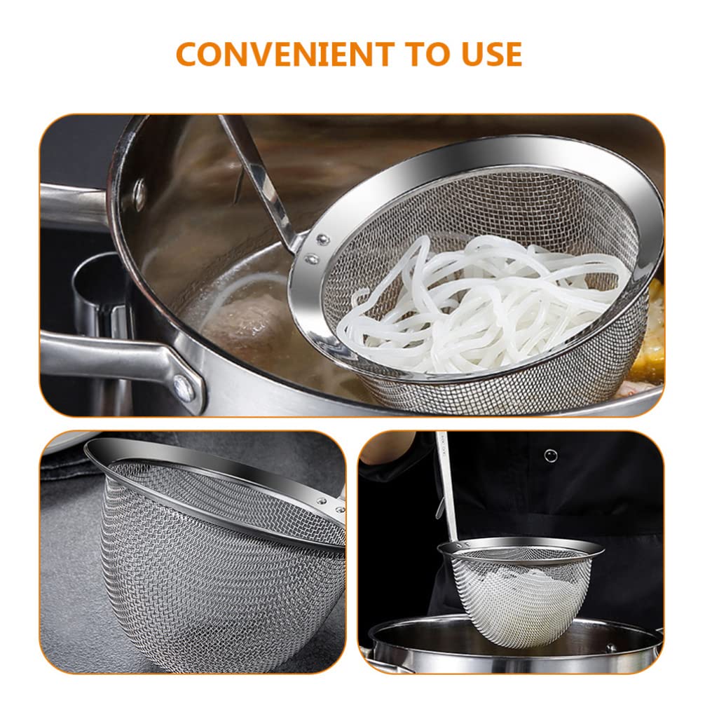 Hemoton Stainless Steel Pasta Basket Mesh Spider Food Dumpling Noodle Strainer Deep Basket Fine Mesh Skimmer Kitchen Fine Sieve