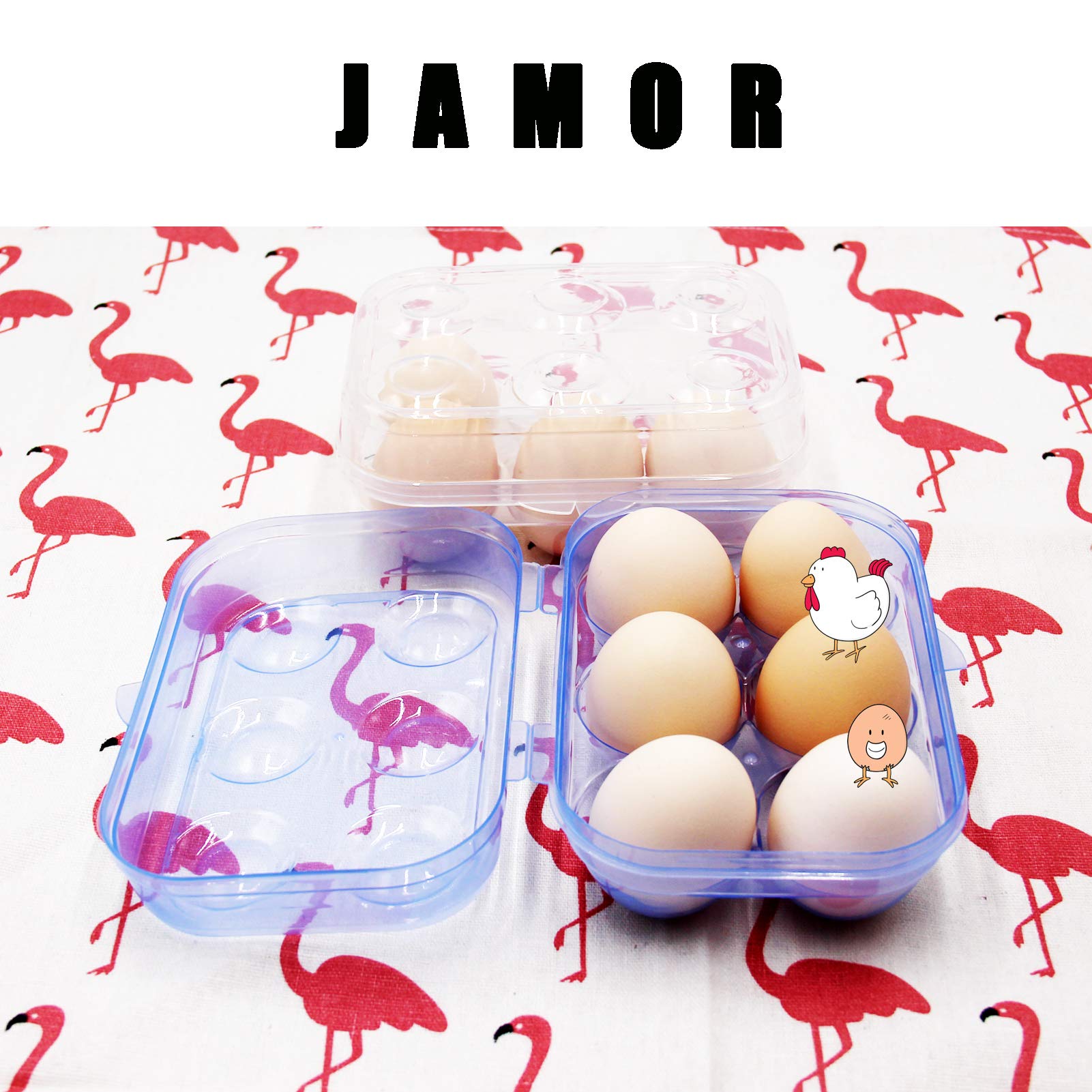 Jamor 6 Grid Egg Storage Box Refrigerator Crisper Egg Protection Box Portable Egg Carriage Container For Camping Picnic Essentia