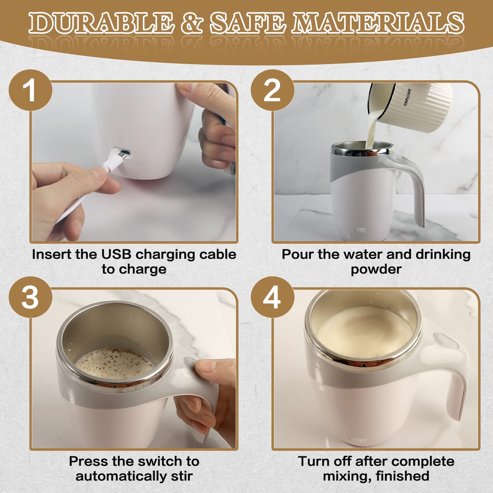 Self Stirring Mug,Rechargeable Automatic Magnetic Self Stirring Coffee Mug,Rotating Home Office Travel Mixing Cup,To Stir Coffee