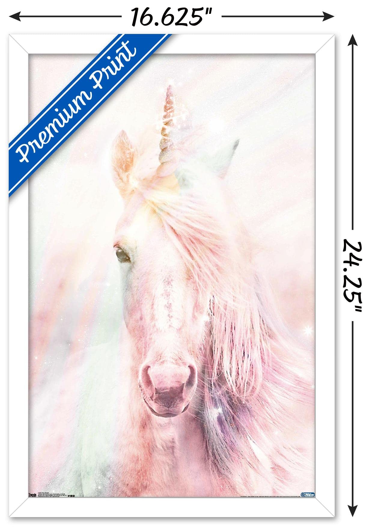 Trends International Pink Unicorn Wall Poster, 14.725'' X 22.375'', White Framed Version