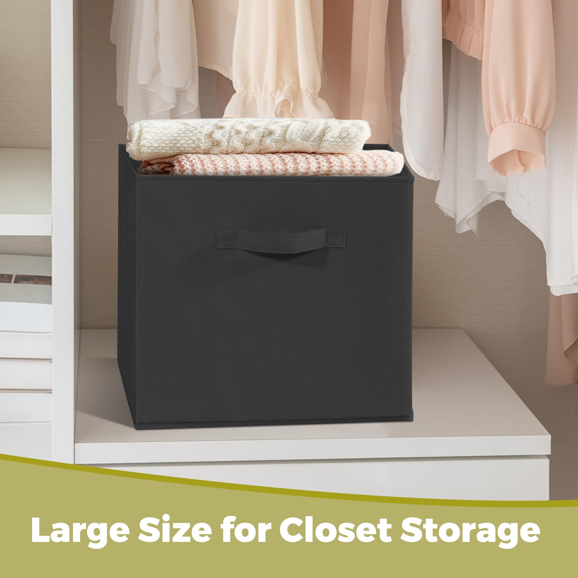 Storageideas 11X11 Storage Bins, Set Of 4 Storage Cubes, Collapsible Cube Storage Bins, Fabric Closet Organizers With Handles Fo