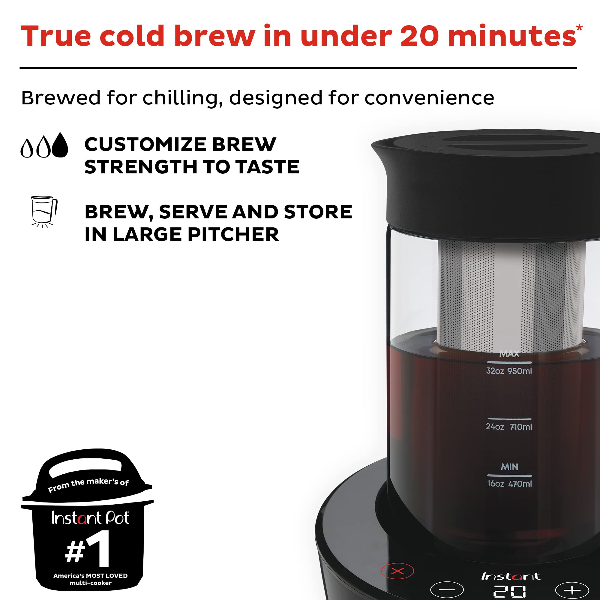 Instant Cold Brew Electric Coffee Maker, From The Makers Of Instant Pot, Customize Your Brew Strength, Easy-To-Use, Dishwasher S