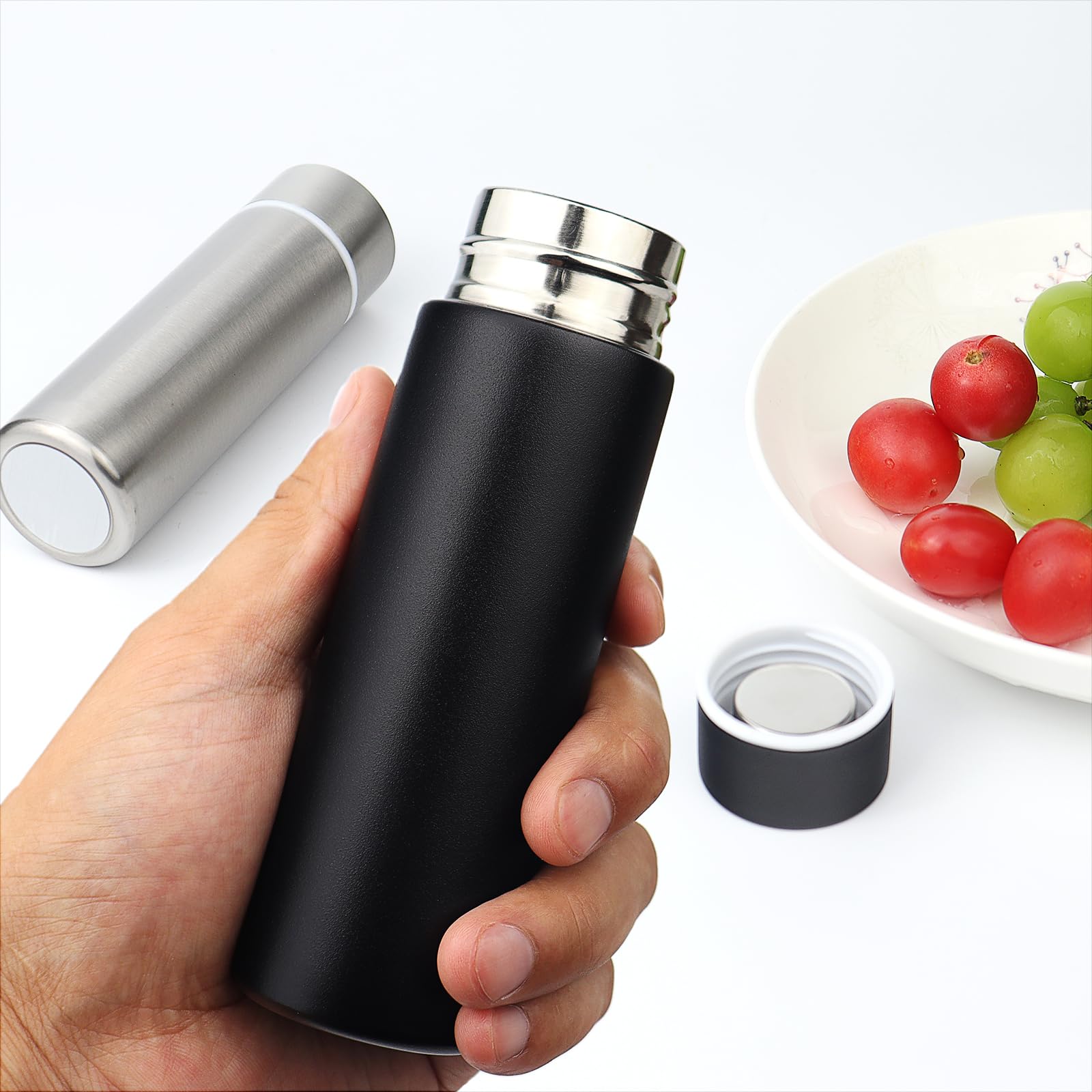 Dxobay Cute Small Water Bottle, 4.4 Fl. Oz, Pack Of 2, Mini Slim Flask For Kids, Portable Skinny Purse Water Bottle, Vacuum Insu